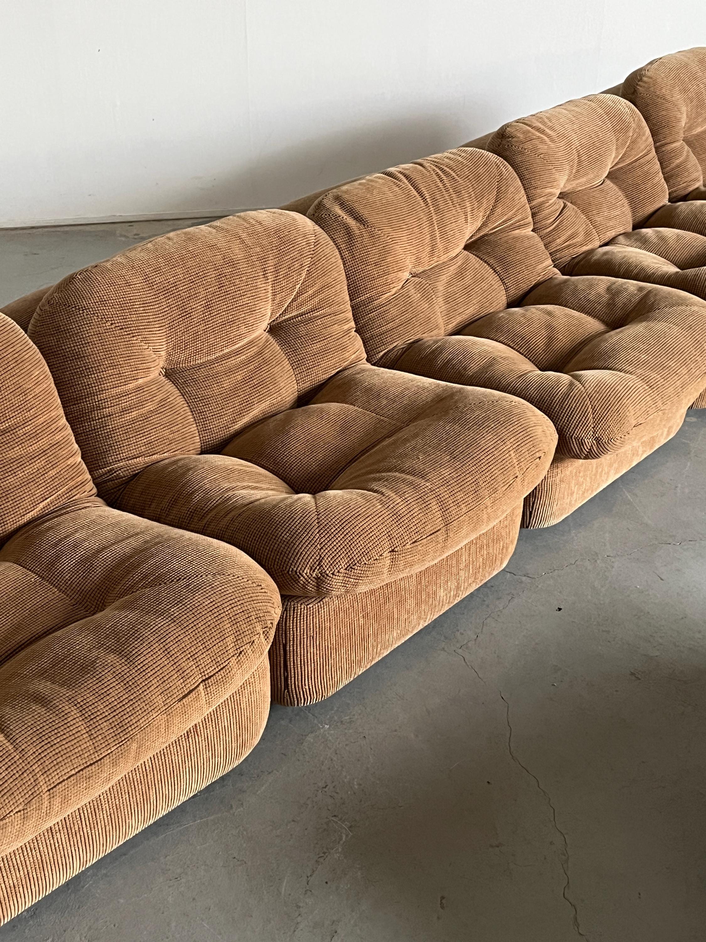 Mid-Century Seating Set in Tufted Beige Corduroy