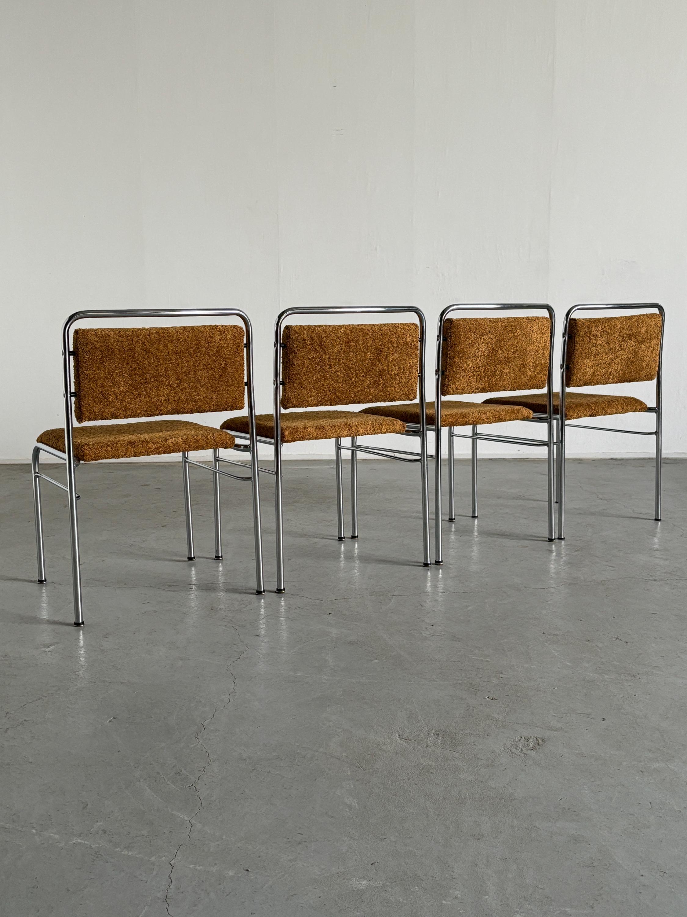 Mid-Century Armchairs in Ochre Boucle by Horst Heyder, 1970s DDR