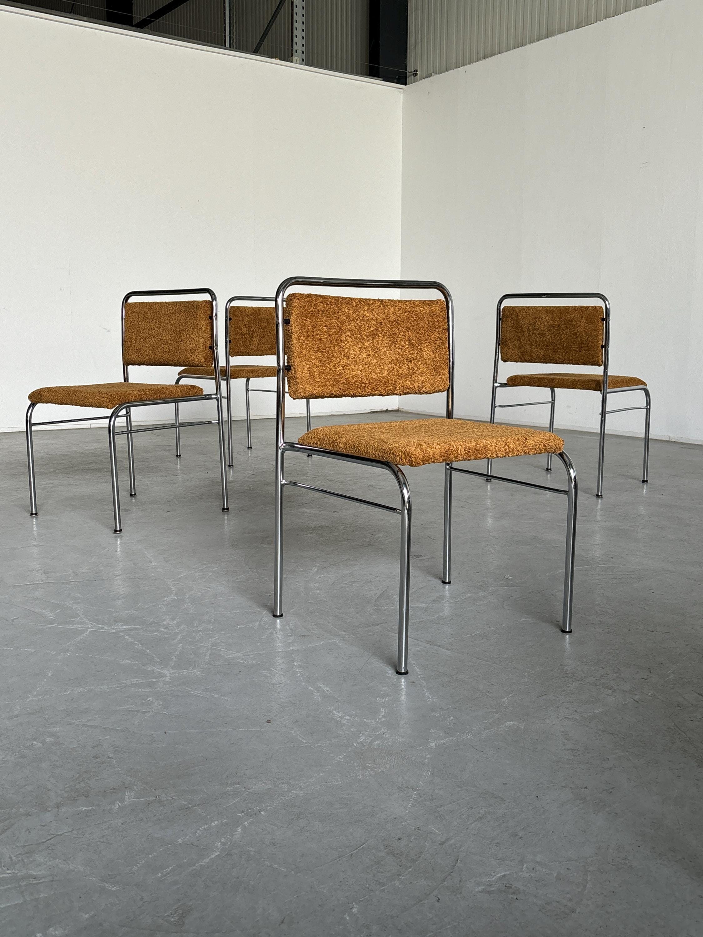 Mid-Century Armchairs in Ochre Boucle by Horst Heyder, 1970s DDR