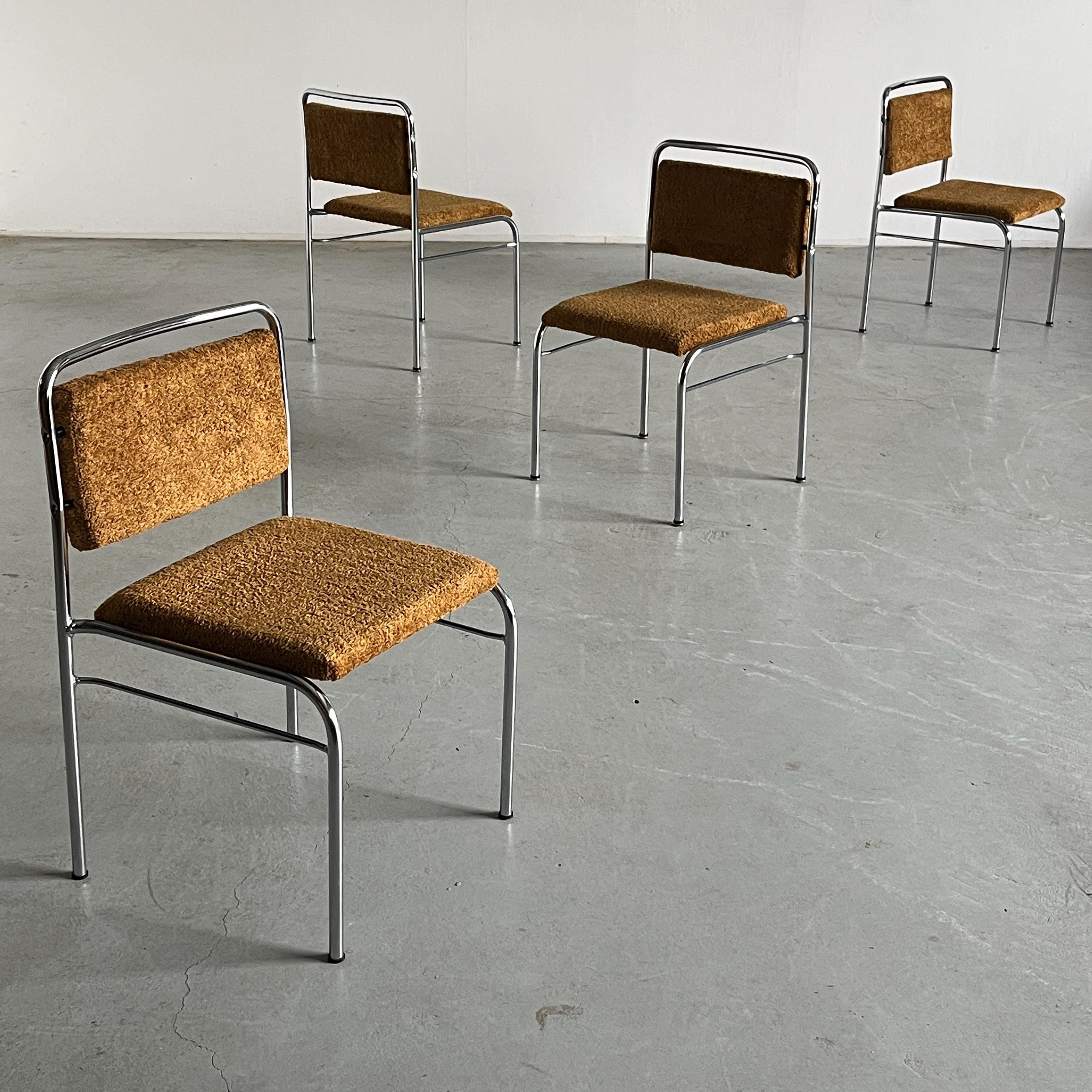 Mid-Century Armchairs in Ochre Boucle by Horst Heyder, 1970s DDR