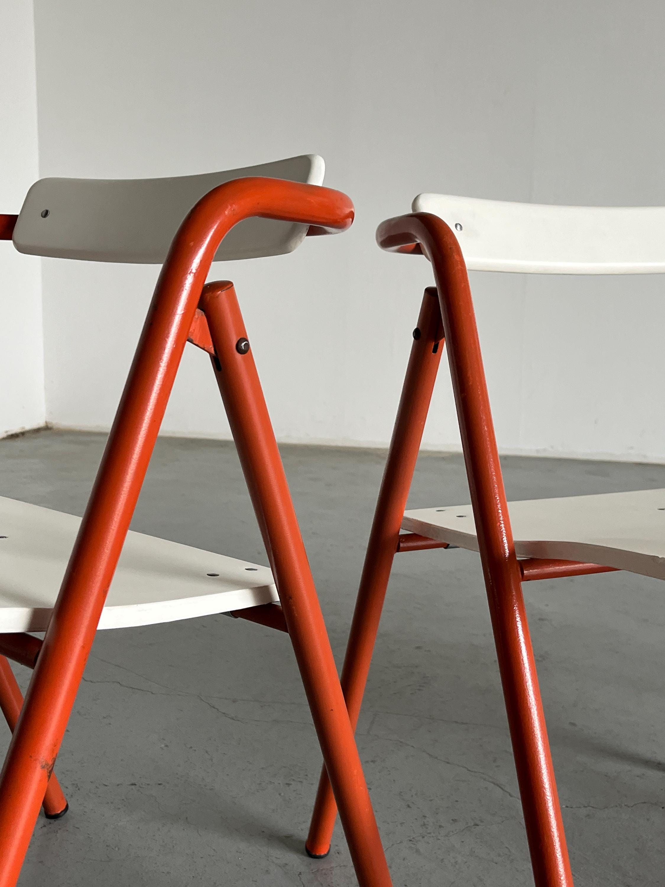 Mid-Century Modern Folding Chairs, Italy 1980s