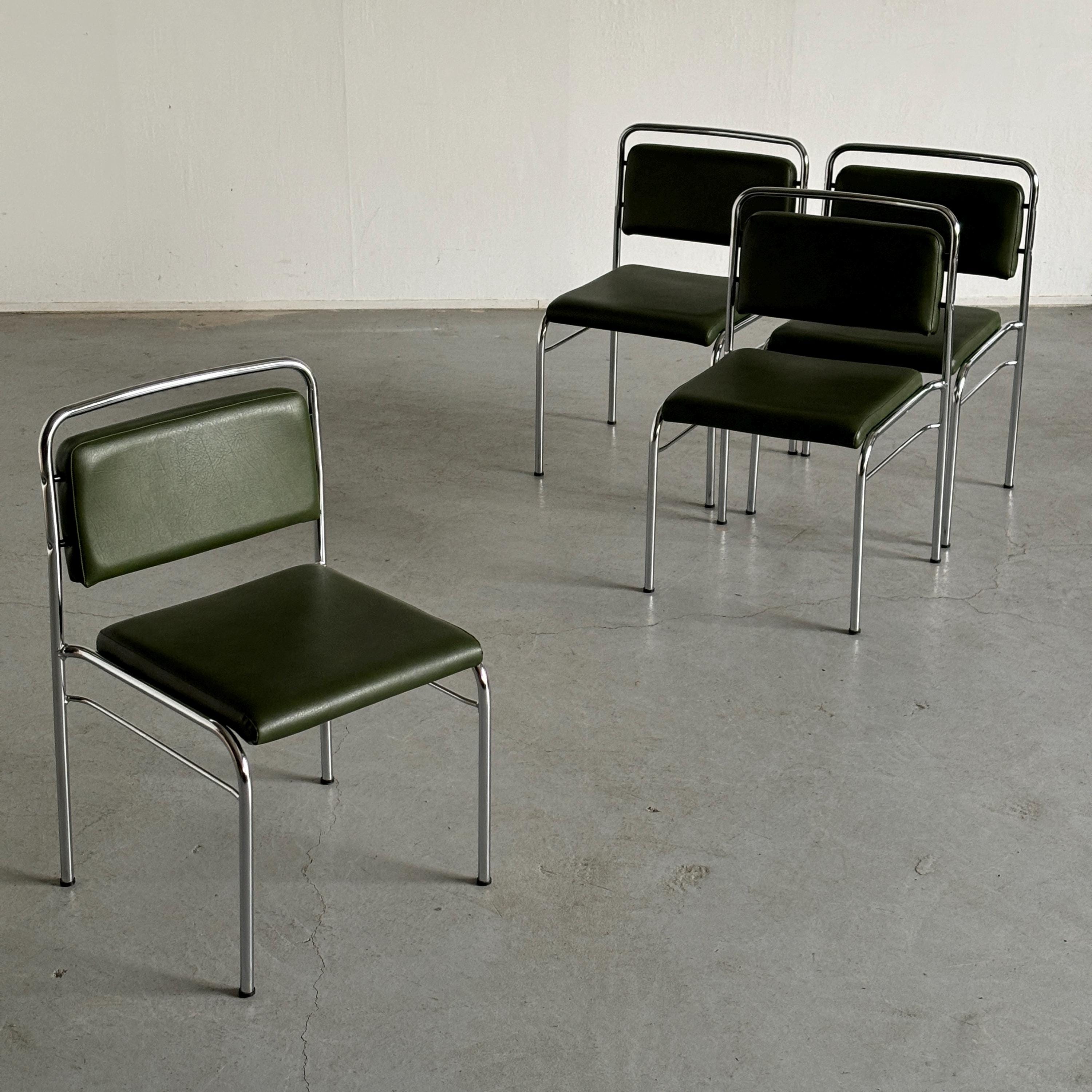 Dark Green Faux Leather Chairs by Horst Heyder, 1970s DDR