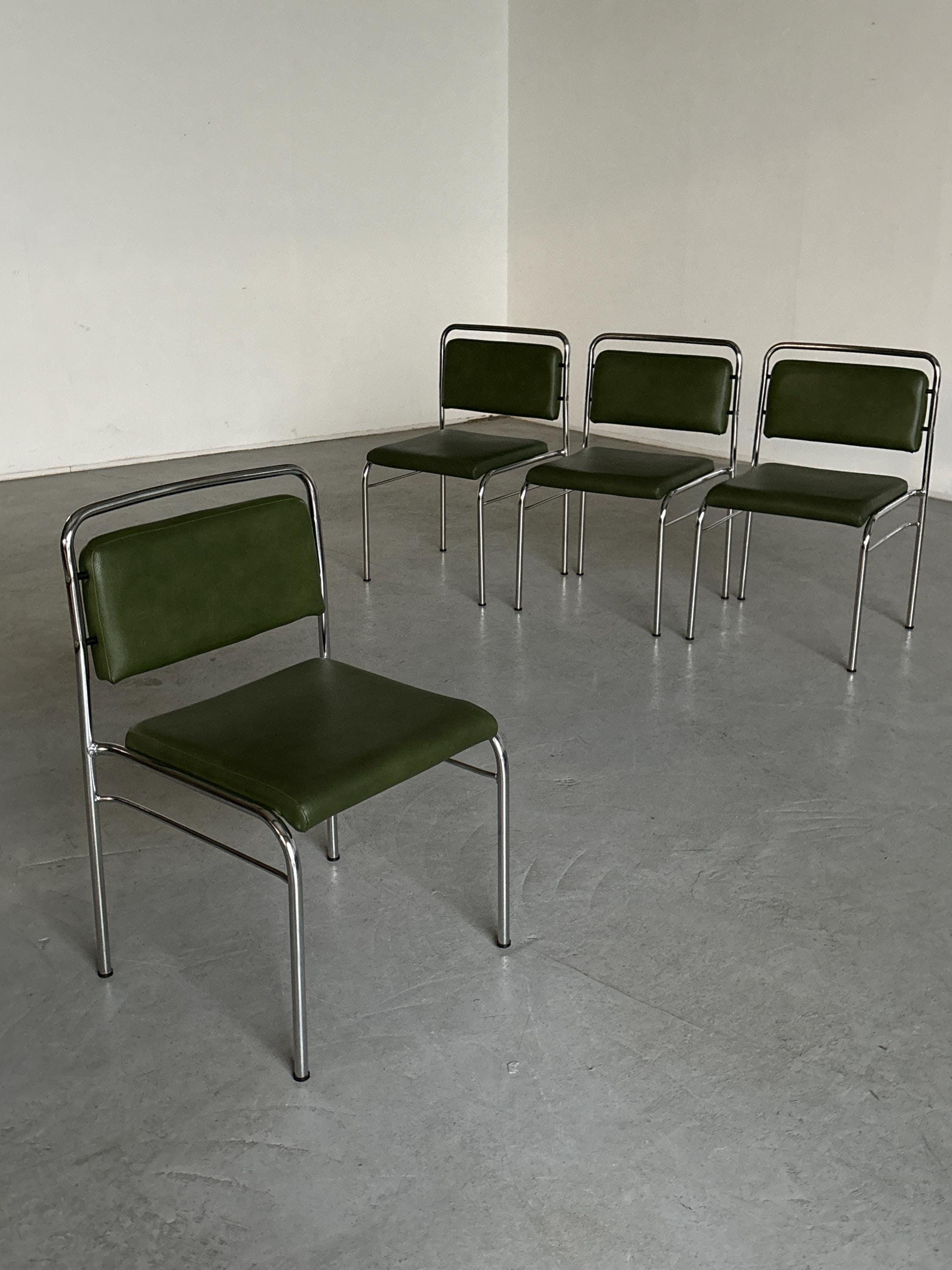 Dark Green Faux Leather Chairs by Horst Heyder, 1970s DDR