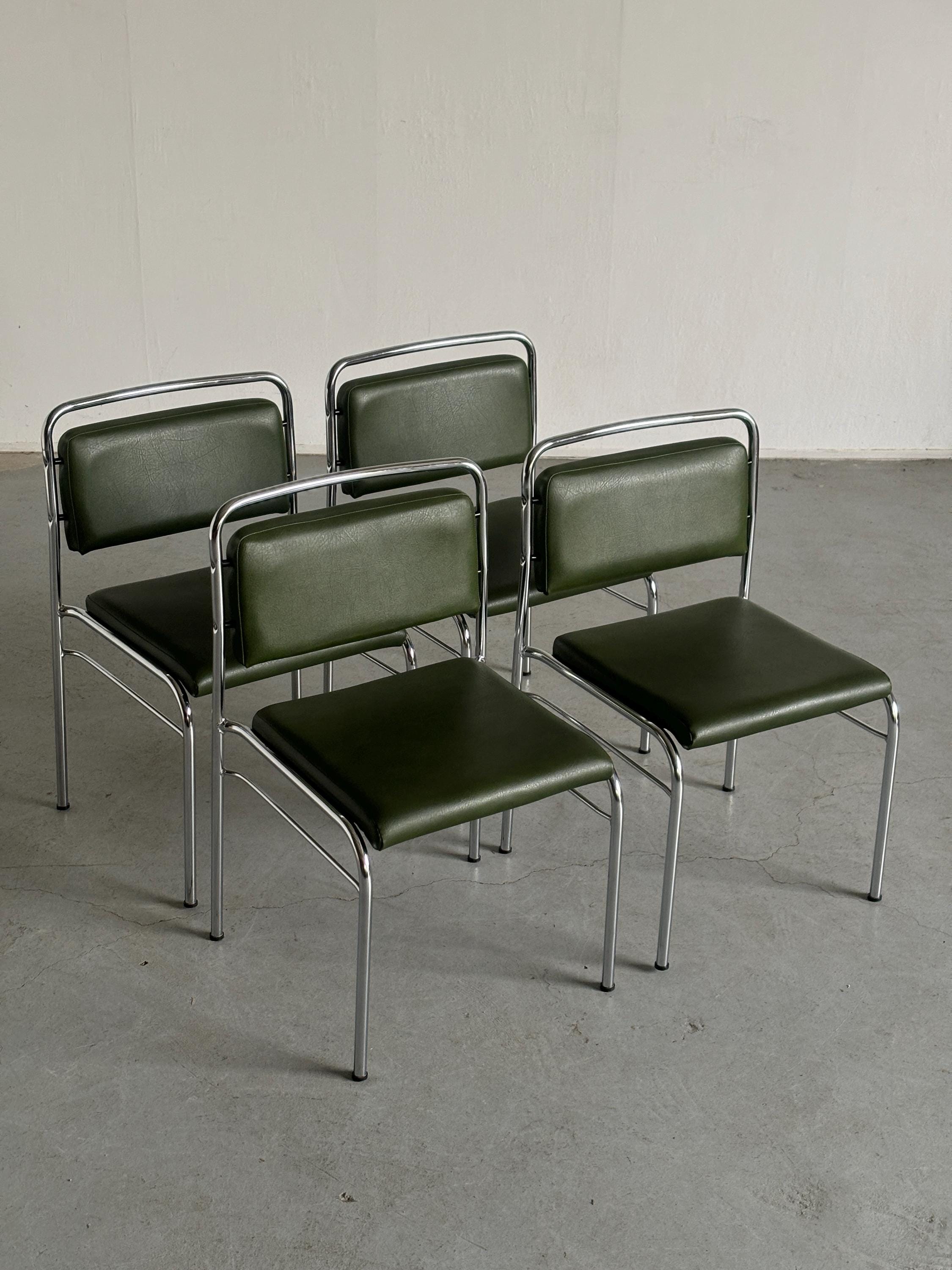 Dark Green Faux Leather Chairs by Horst Heyder, 1970s DDR