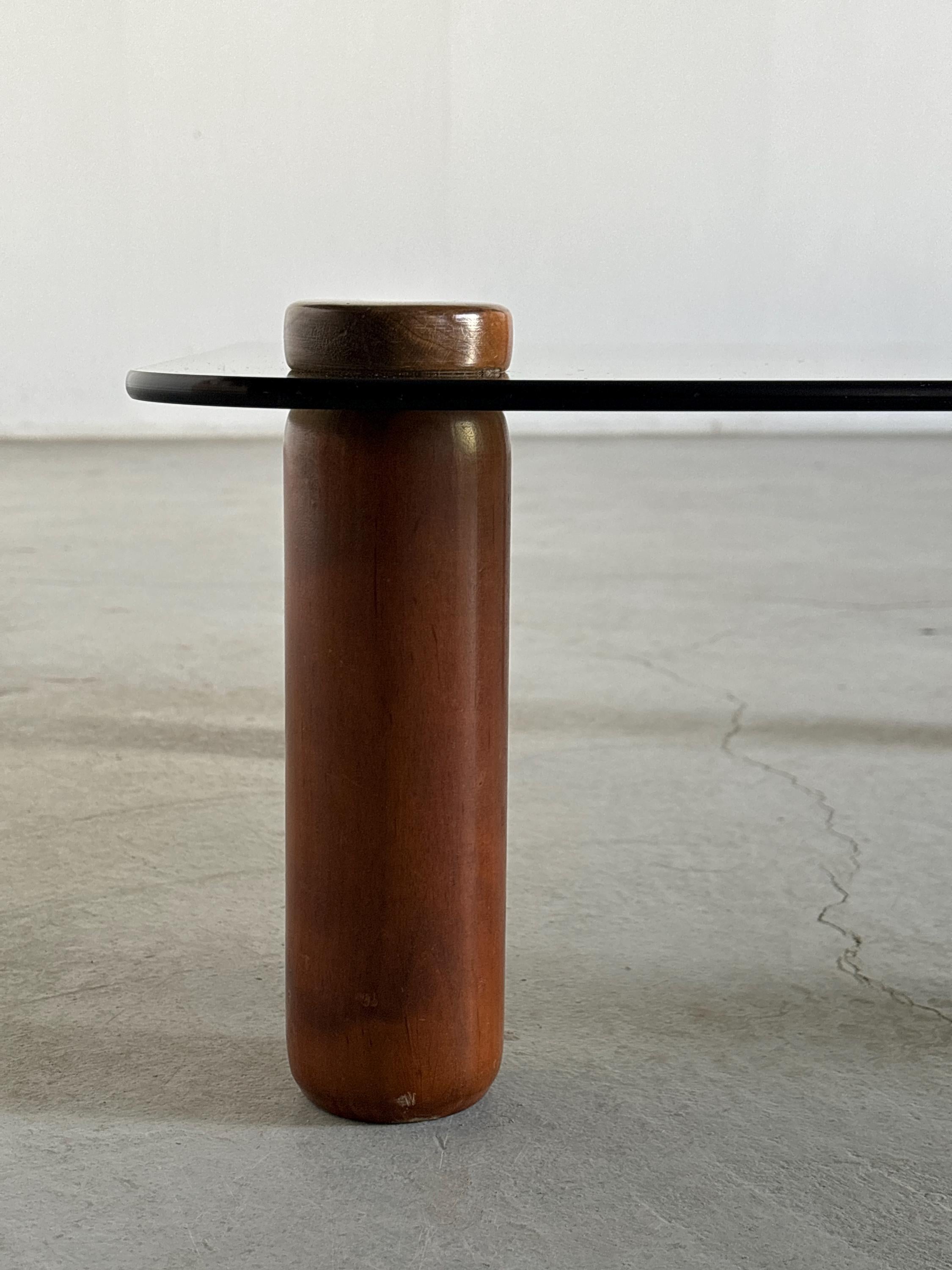 Mid-Century Coffee Table in Wood and Smoked Glass, 1980s