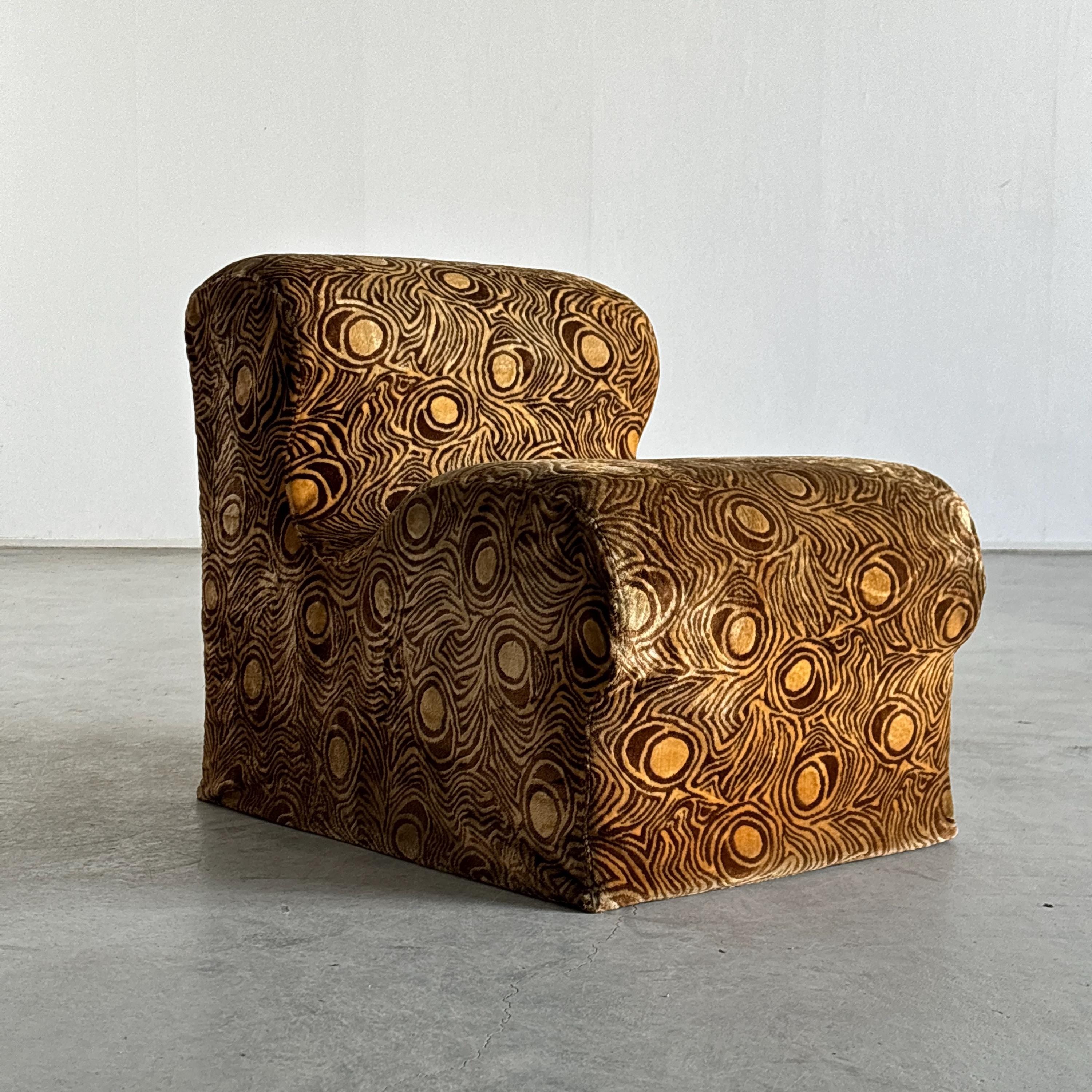 Lounge Chair in Abstract Patterned Upholstery, 1970s