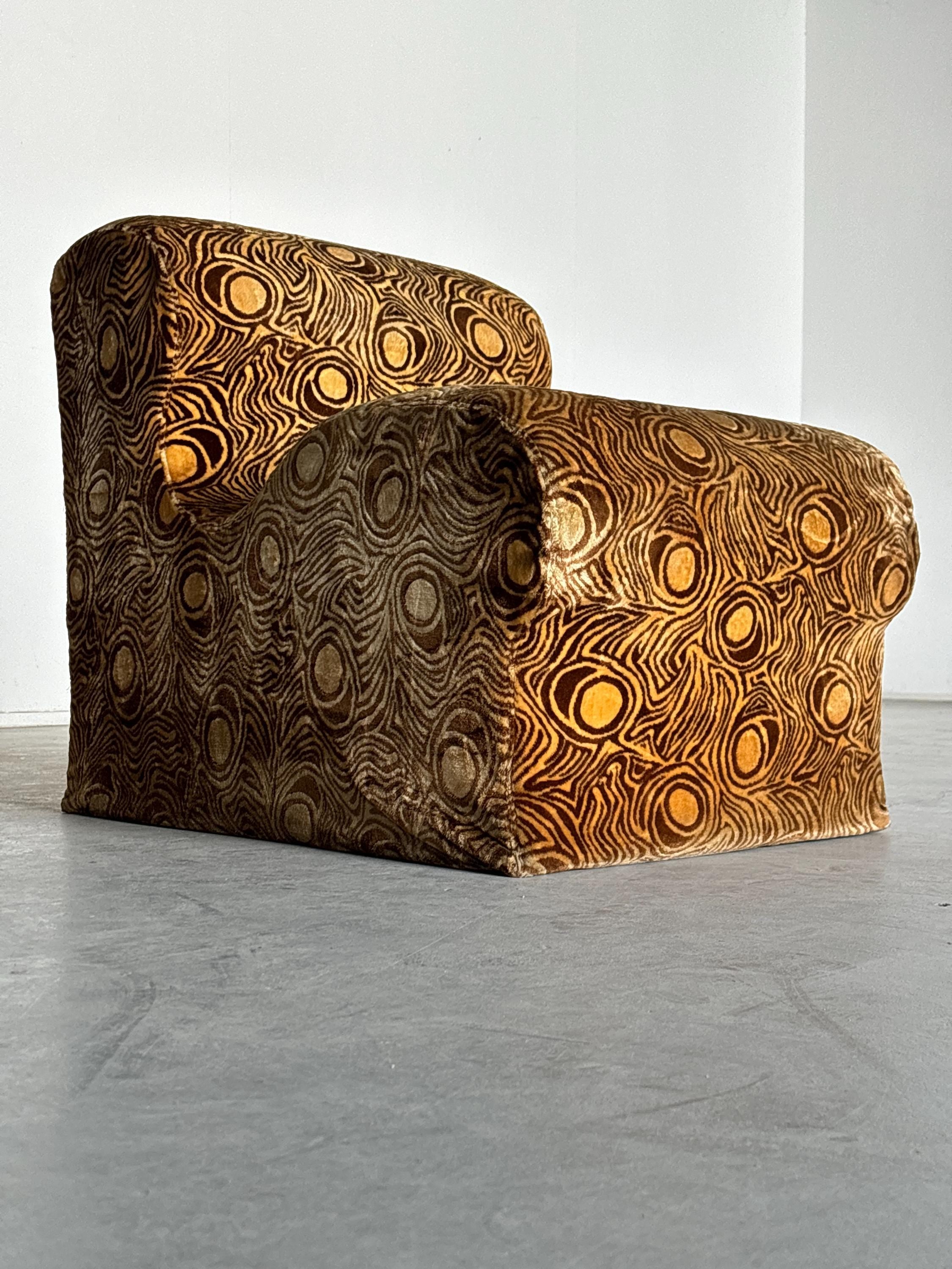 Lounge Chair in Abstract Patterned Upholstery, 1970s