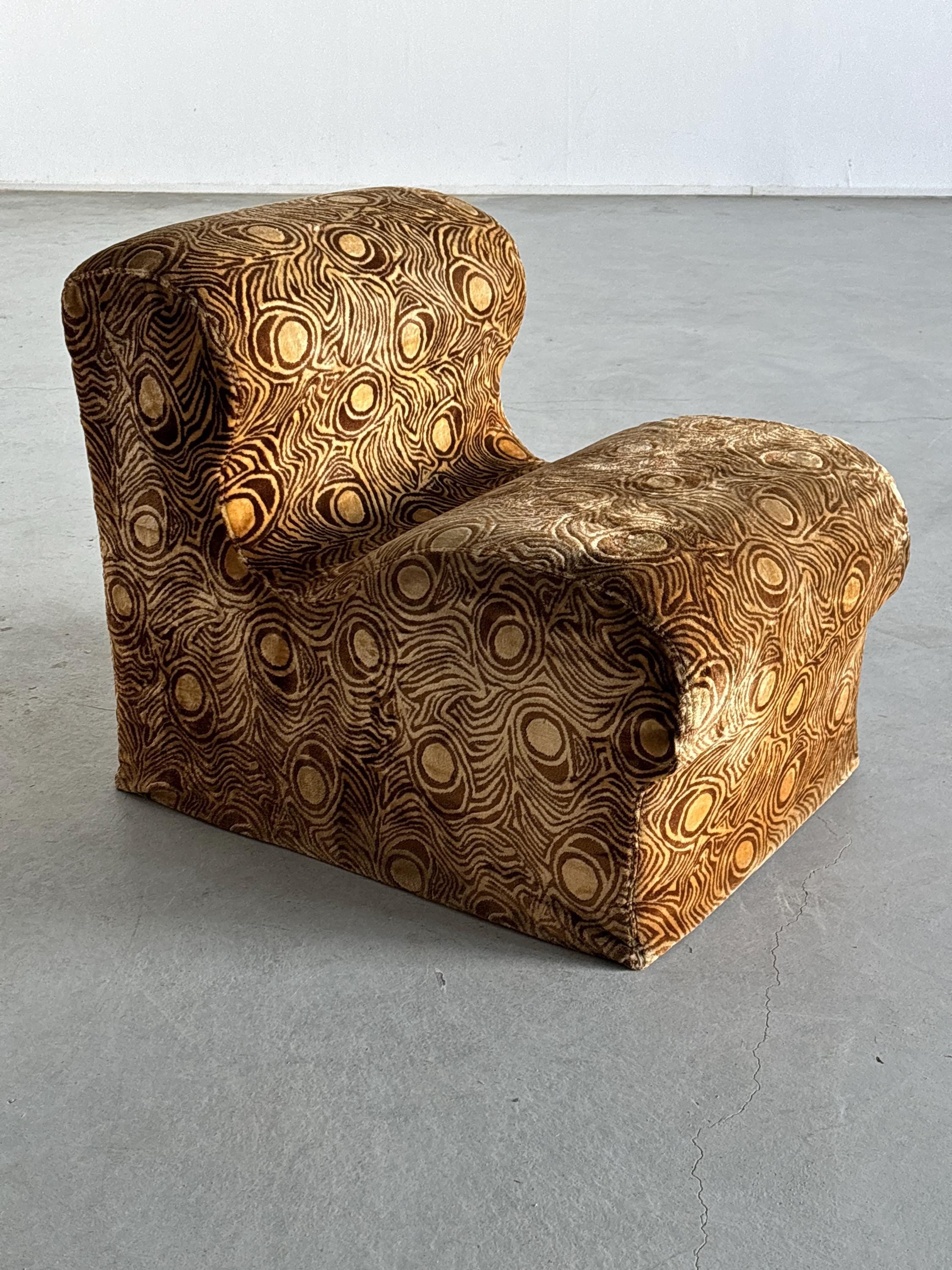 Lounge Chair in Abstract Patterned Upholstery, 1970s