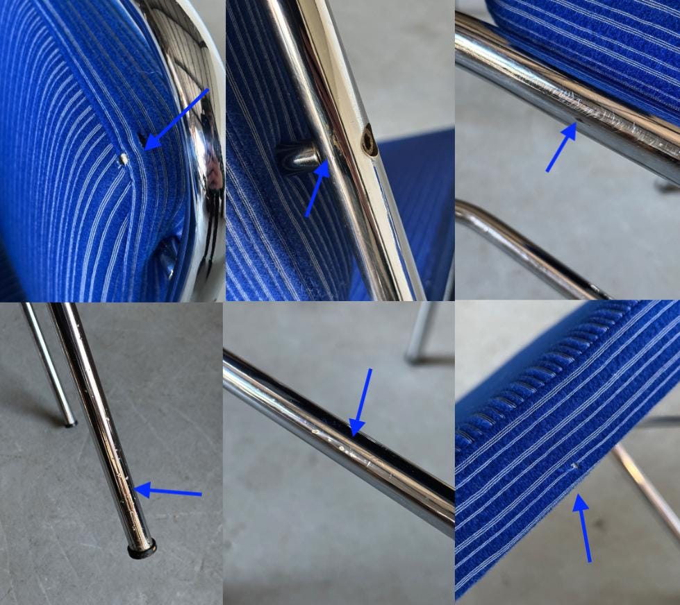 Pinstriped Blue Chairs by Horst Heyder, 1970s Germany
