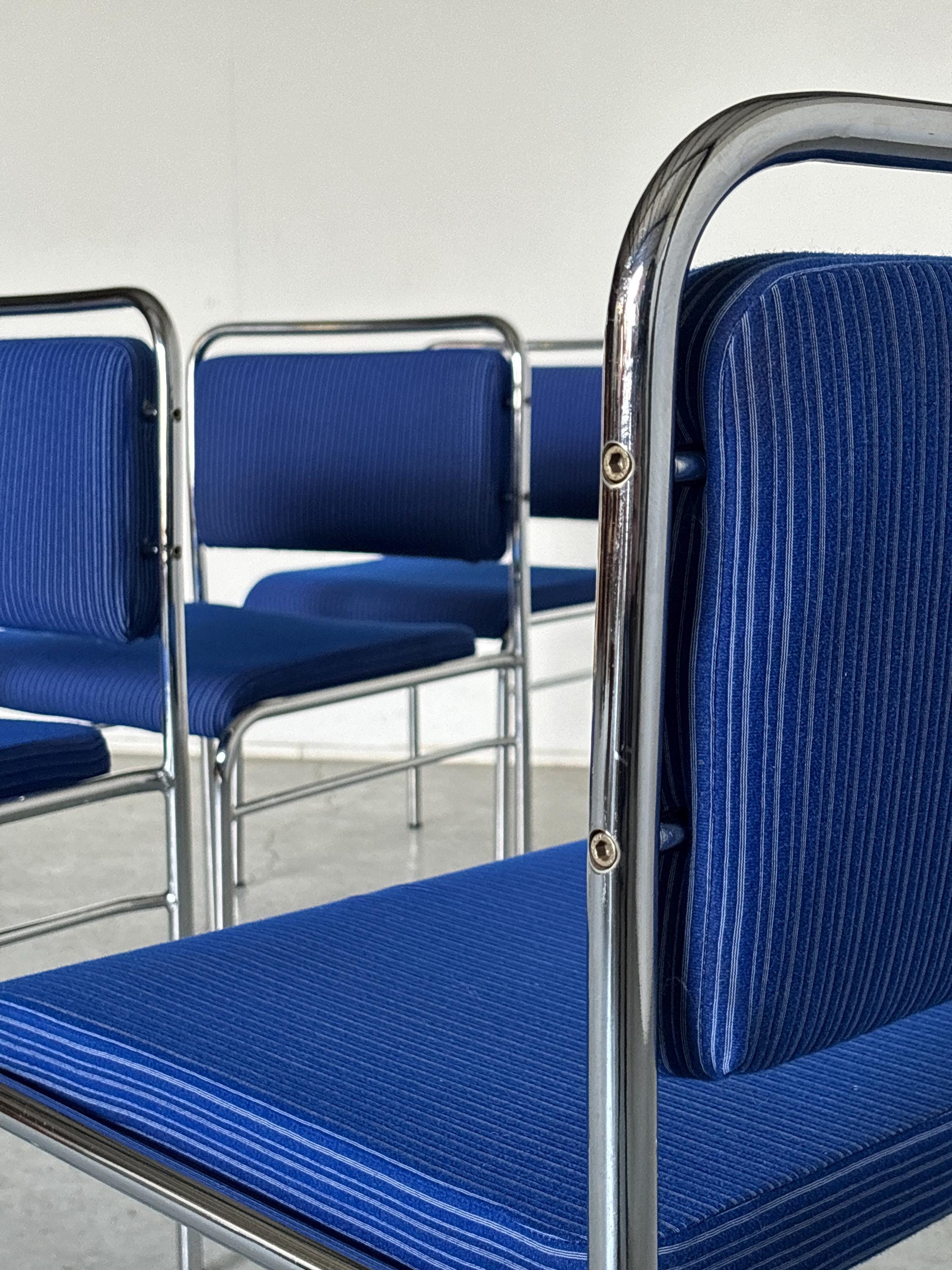 Pinstriped Blue Chairs by Horst Heyder, 1970s Germany
