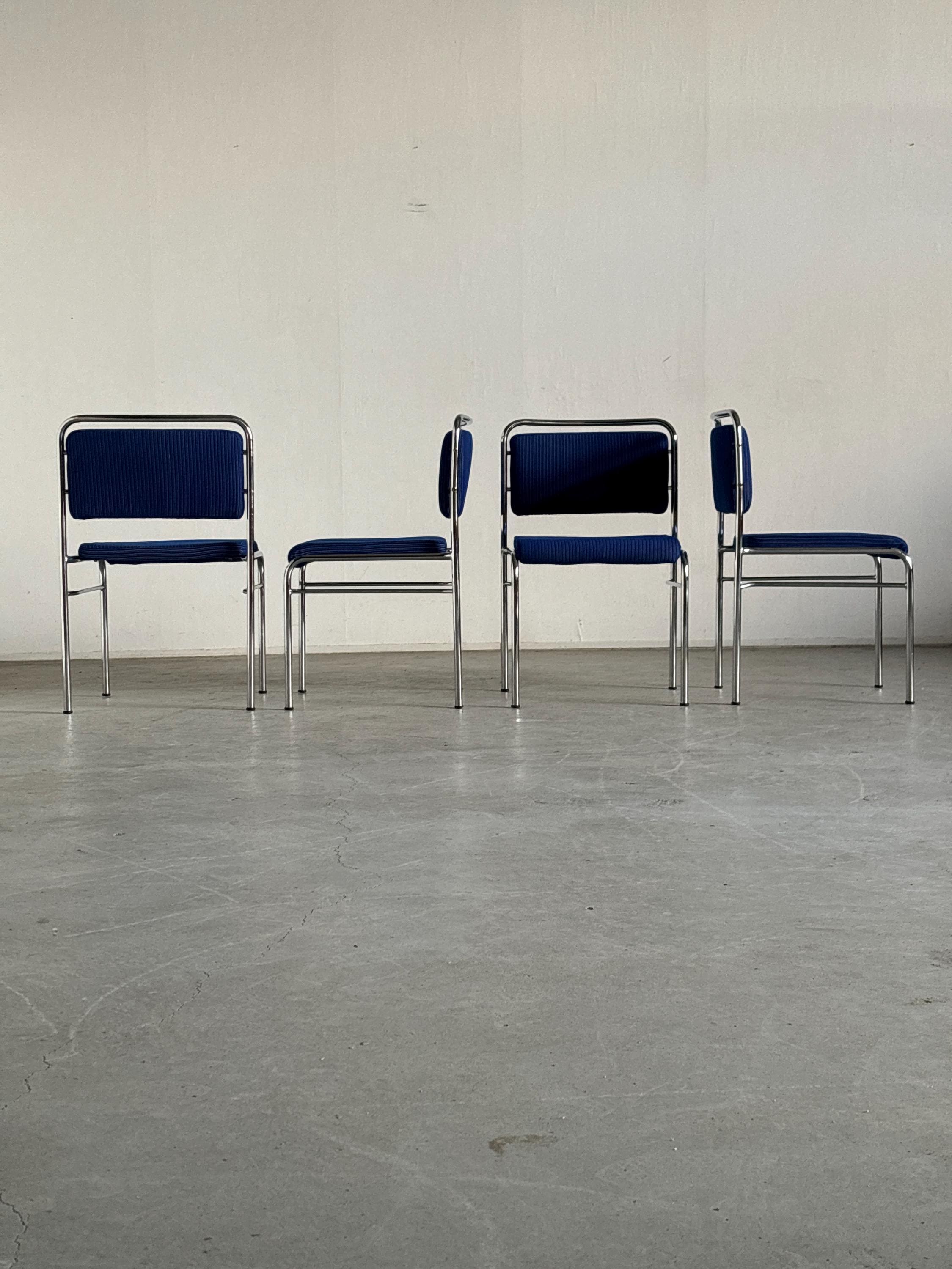 Pinstriped Blue Chairs by Horst Heyder, 1970s Germany