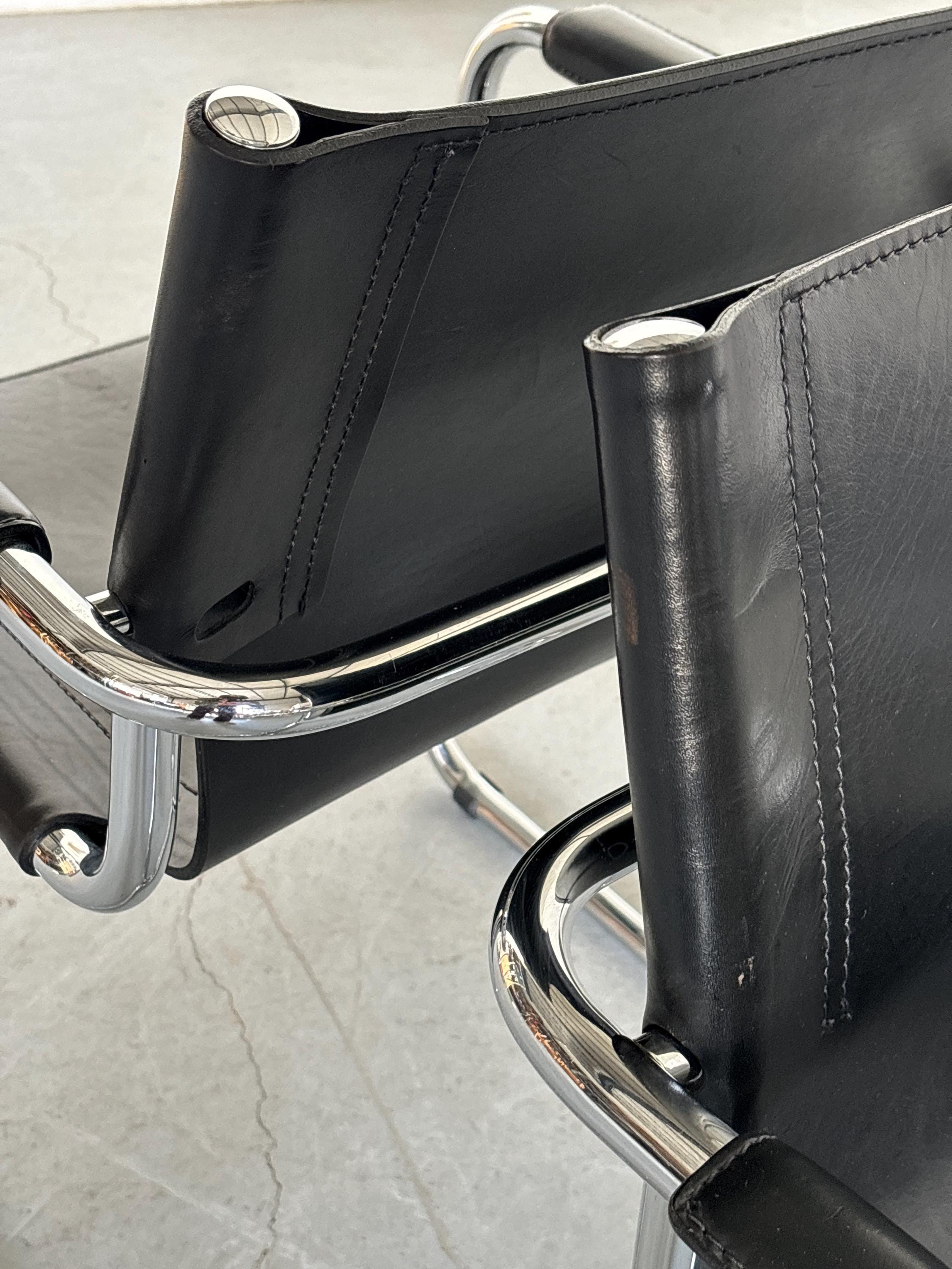 Leather Cantilever Armchairs in Style of Matteo Grassi, 1980s