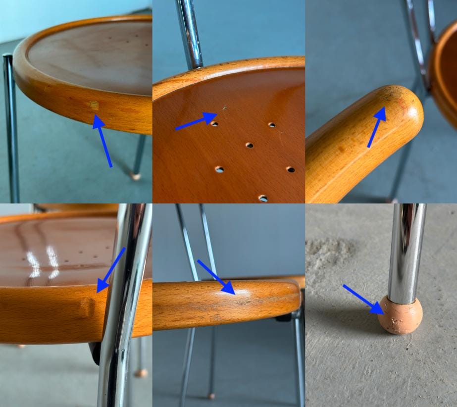 Postmodern Dining Chairs in Chromed Steel and Wood
