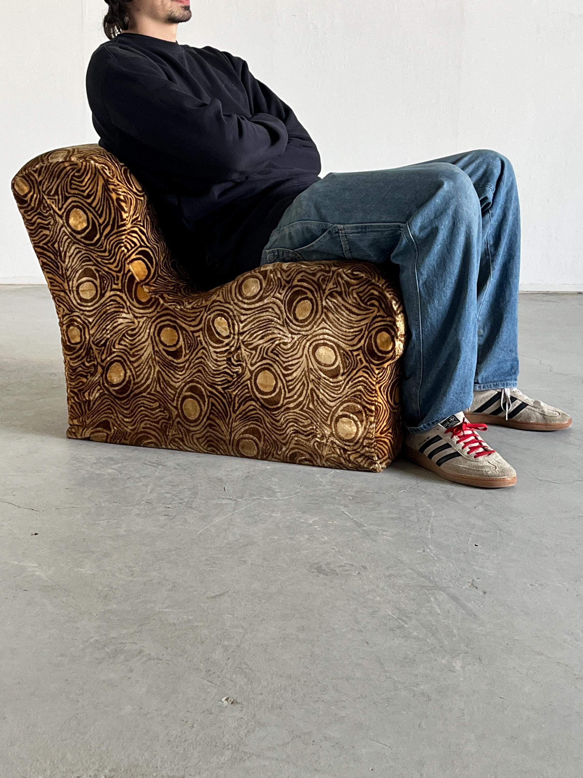 Lounge Chair in Abstract Patterned Upholstery, 1970s