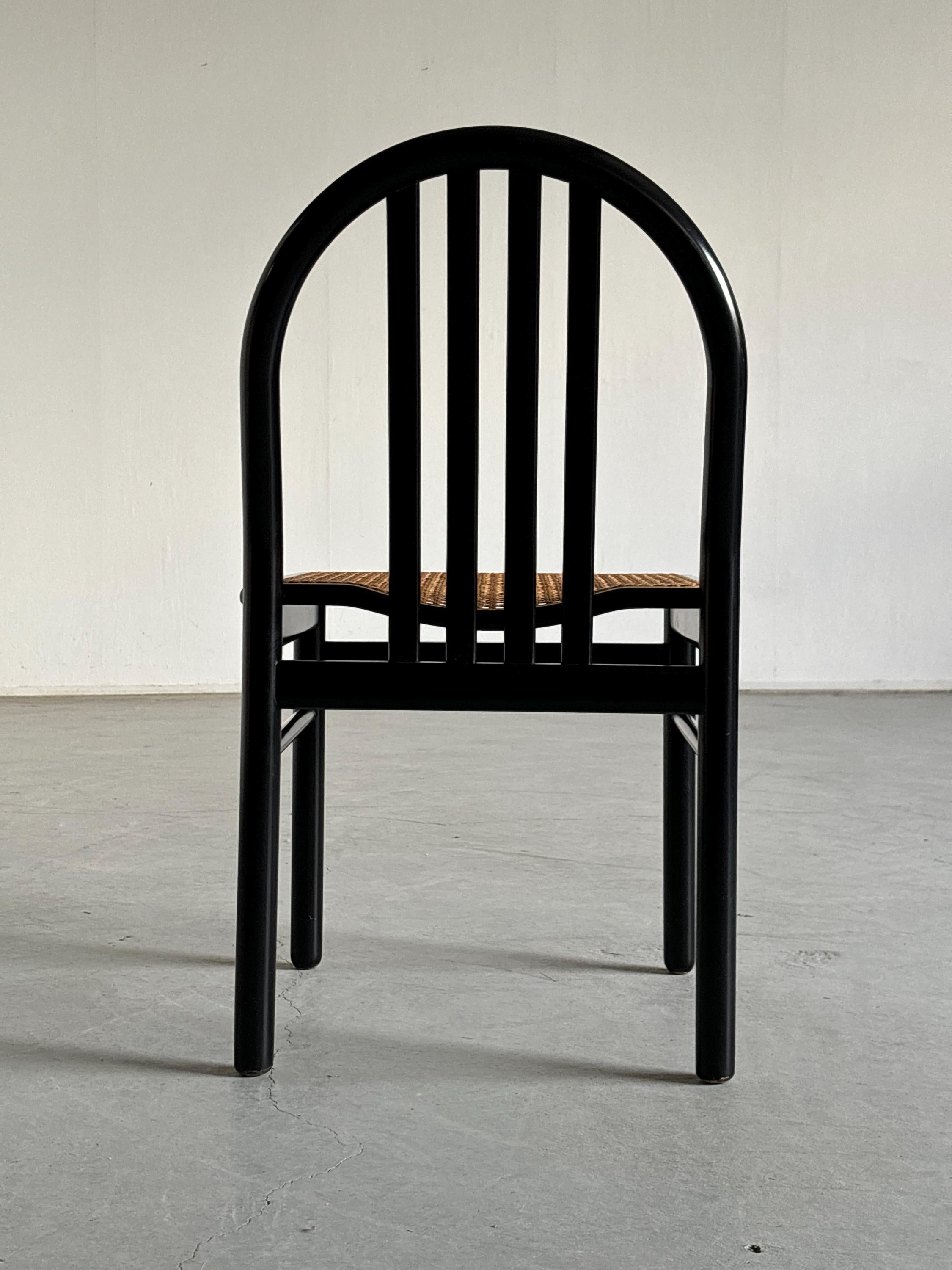 Annig Sarian Style Chair in Black Lacquered Wood and Cane