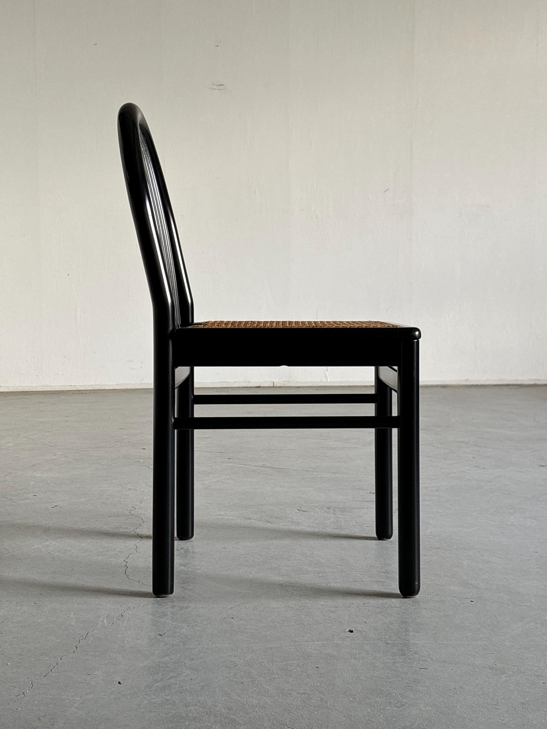 Annig Sarian Style Chair in Black Lacquered Wood and Cane