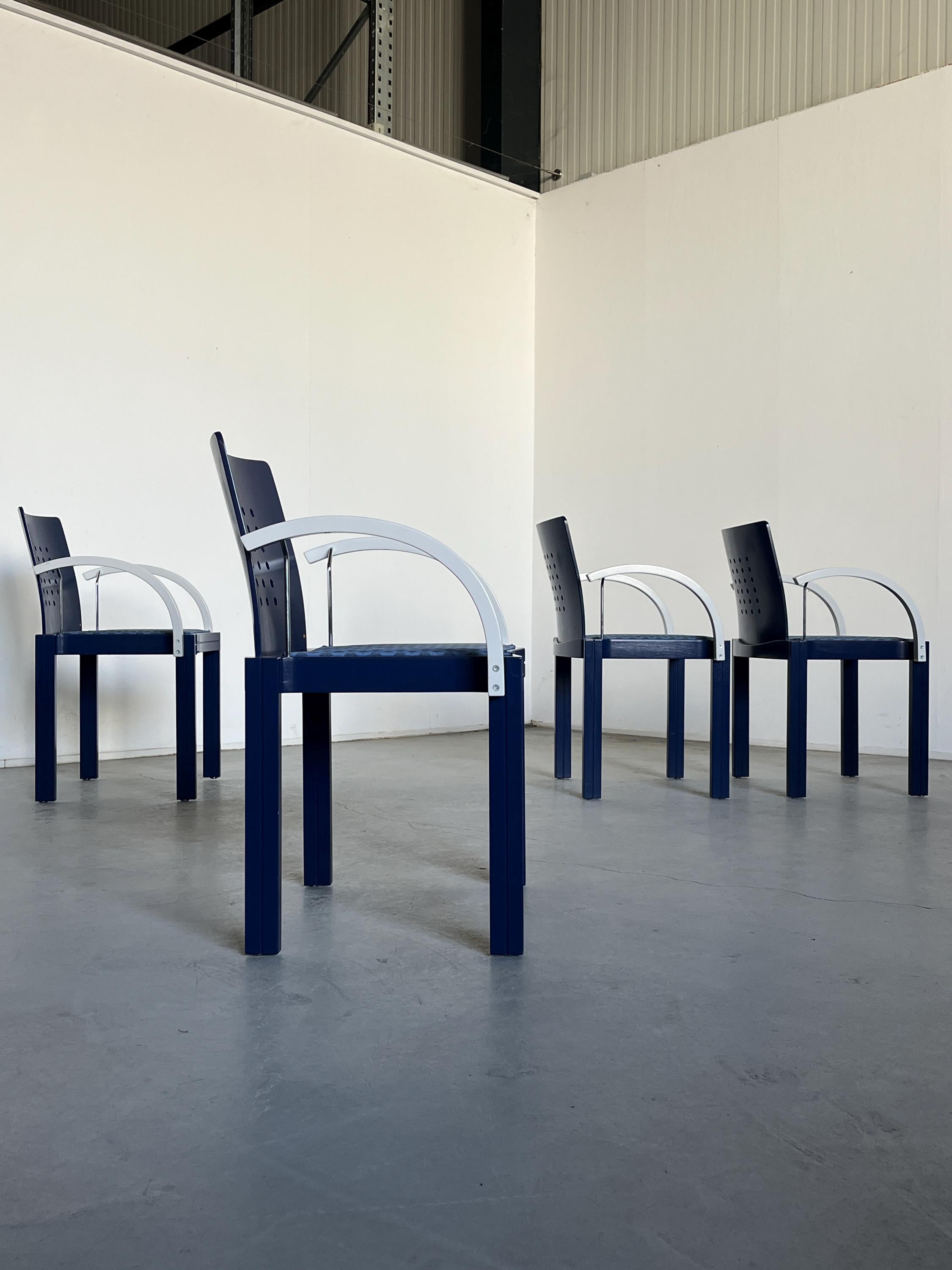 Memphis Era Thonet Vienna Sculptural Stackable Dining Chairs, 1990s Austria