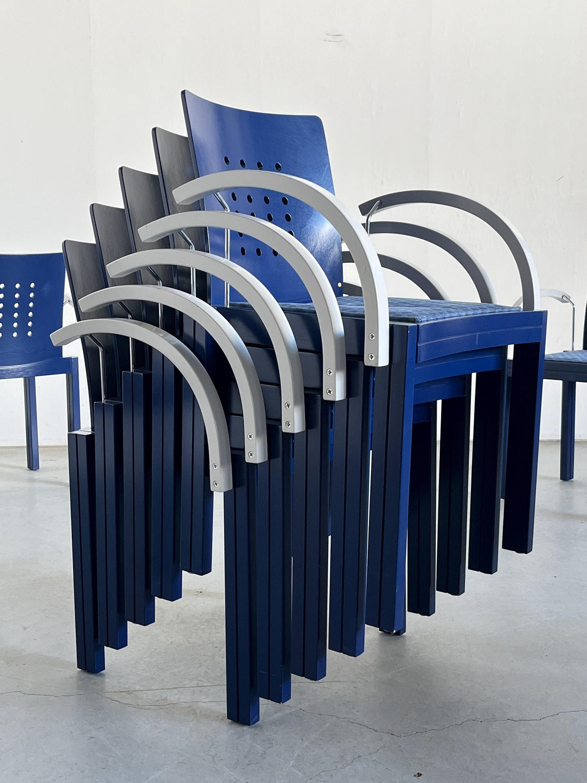 Memphis Era Thonet Vienna Sculptural Stackable Dining Chairs, 1990s Austria