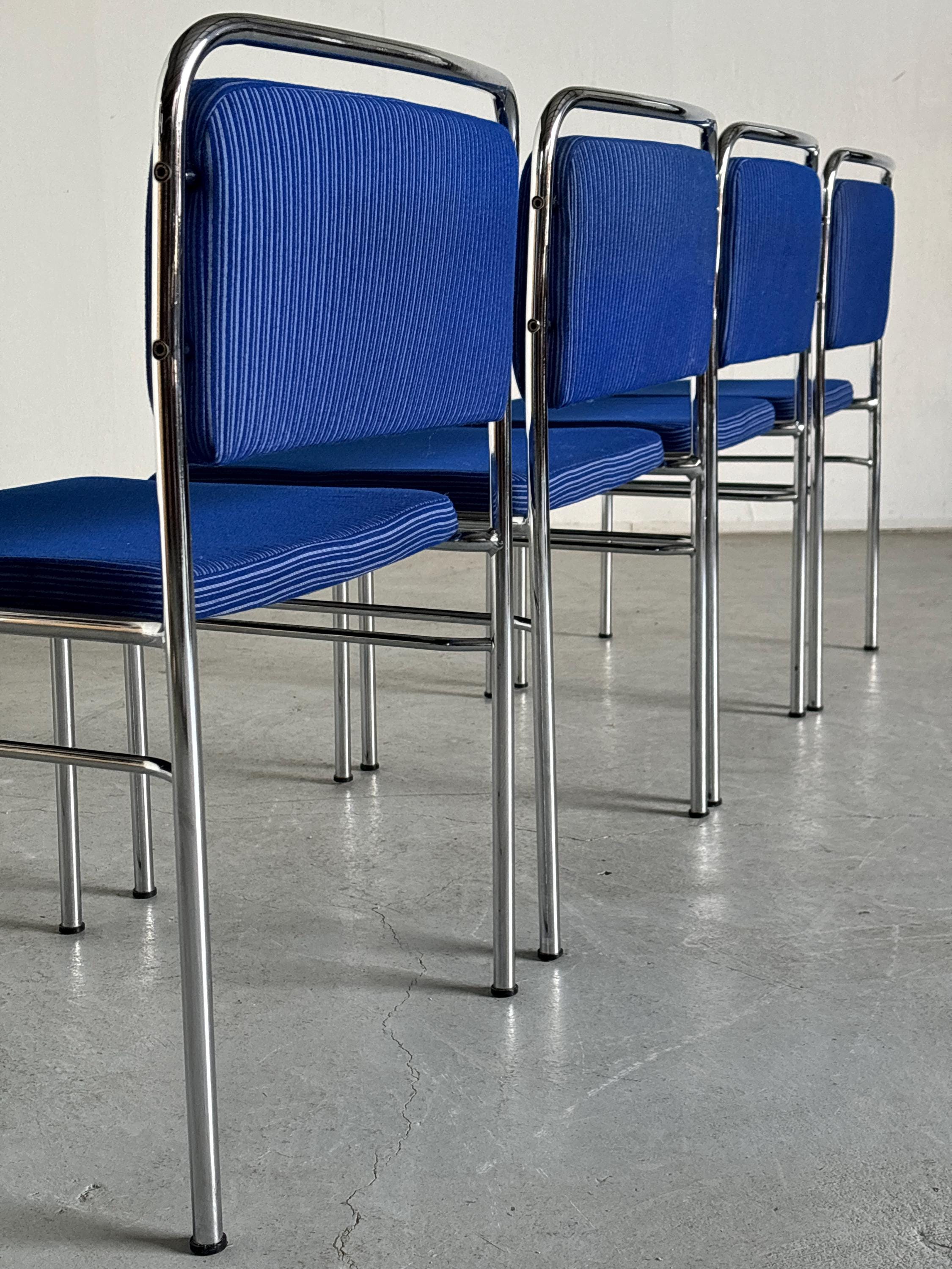 Pinstriped Blue Chairs by Horst Heyder, 1970s Germany