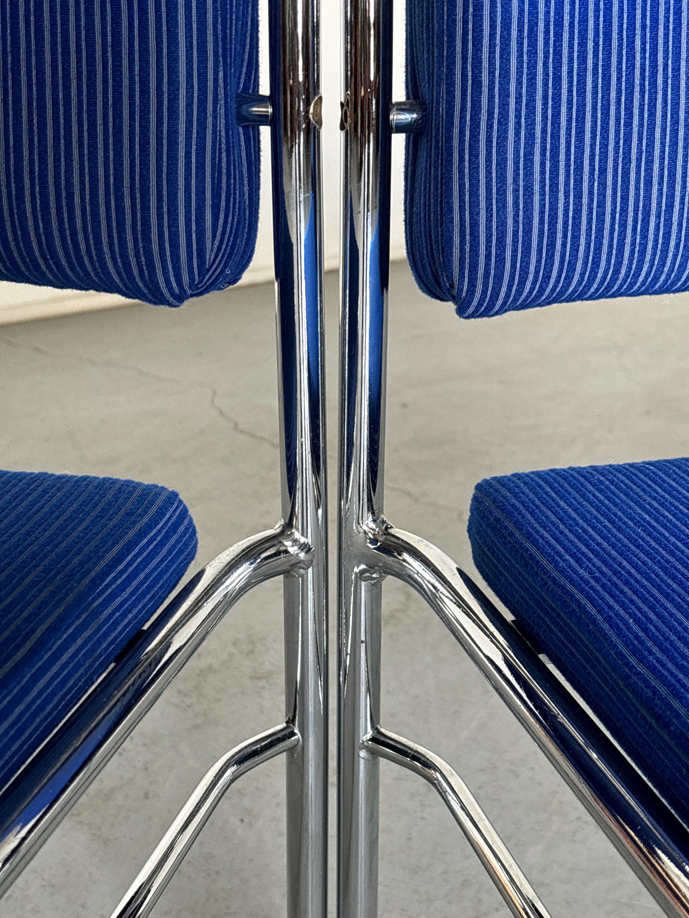 Pinstriped Blue Chairs by Horst Heyder, 1970s Germany