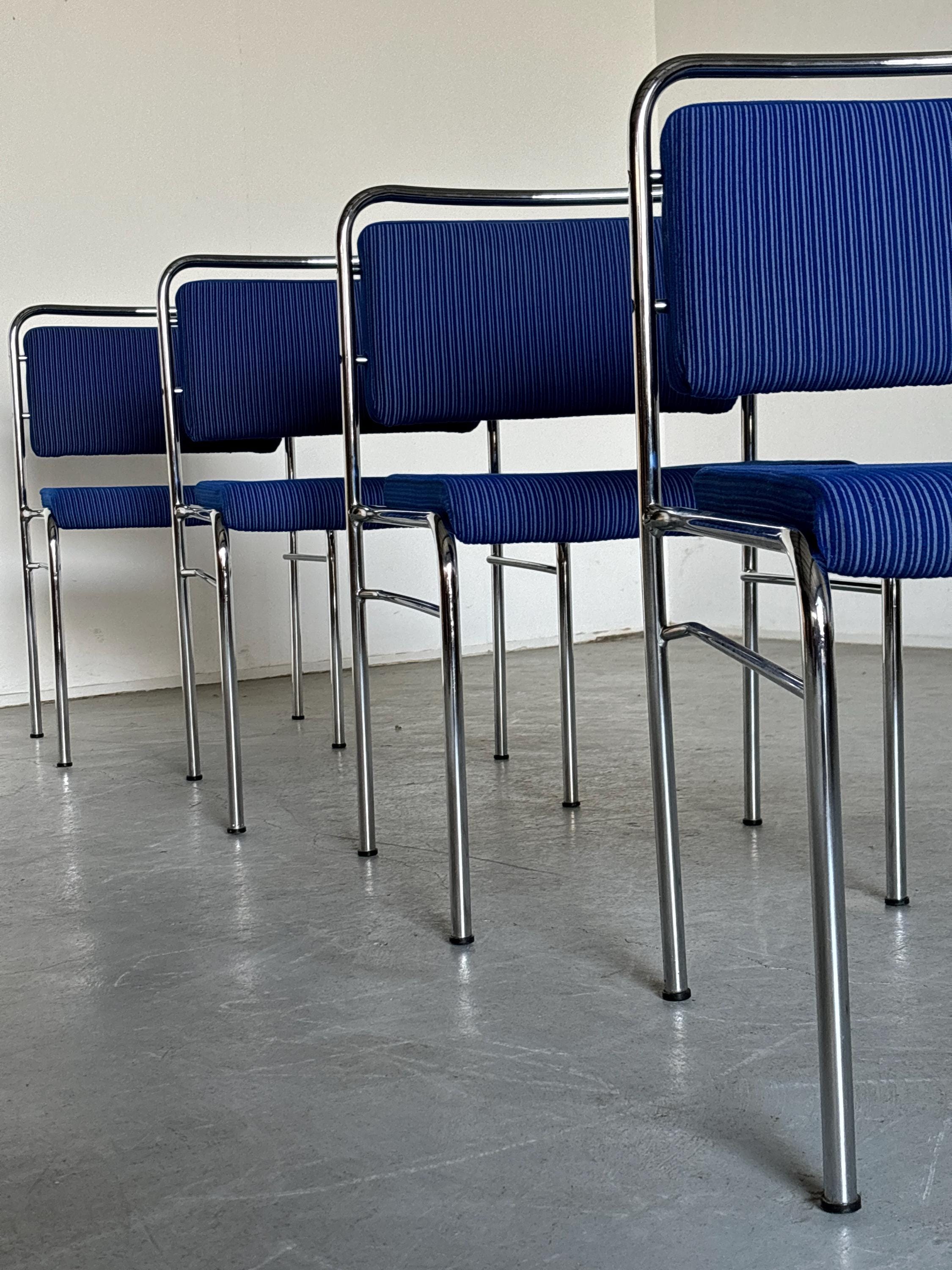 Pinstriped Blue Chairs by Horst Heyder, 1970s Germany