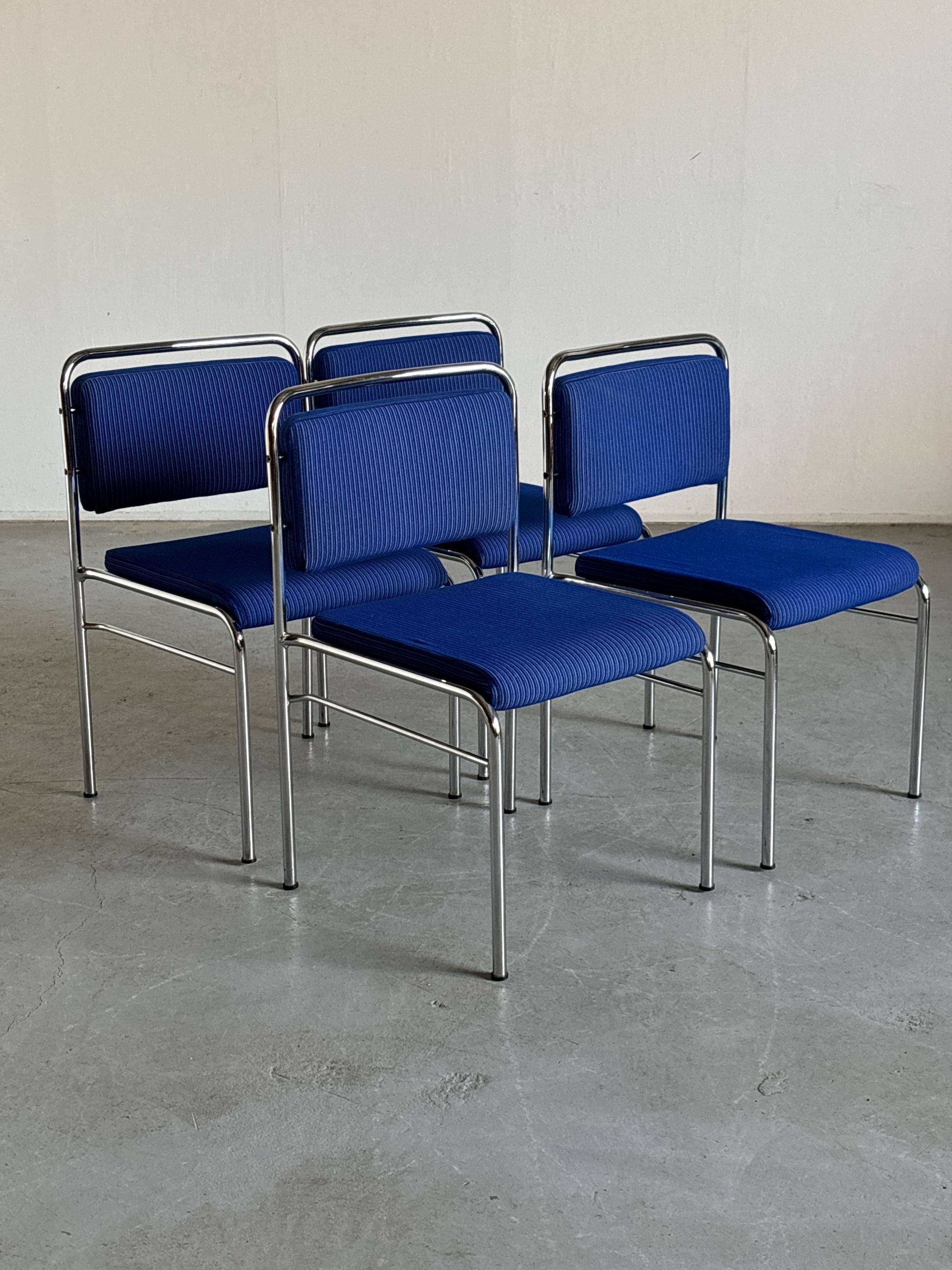 Pinstriped Blue Chairs by Horst Heyder, 1970s Germany