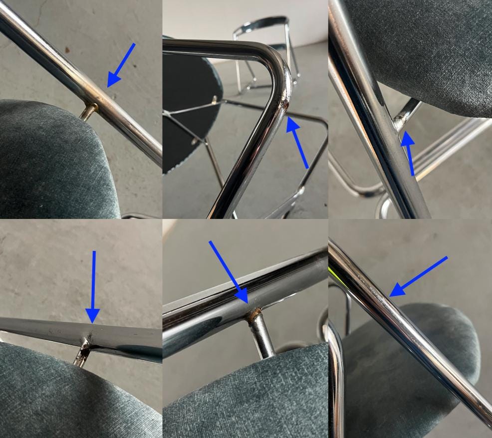 Armchairs in Curved Chromed Tubular Steel and Velvet Upholstery