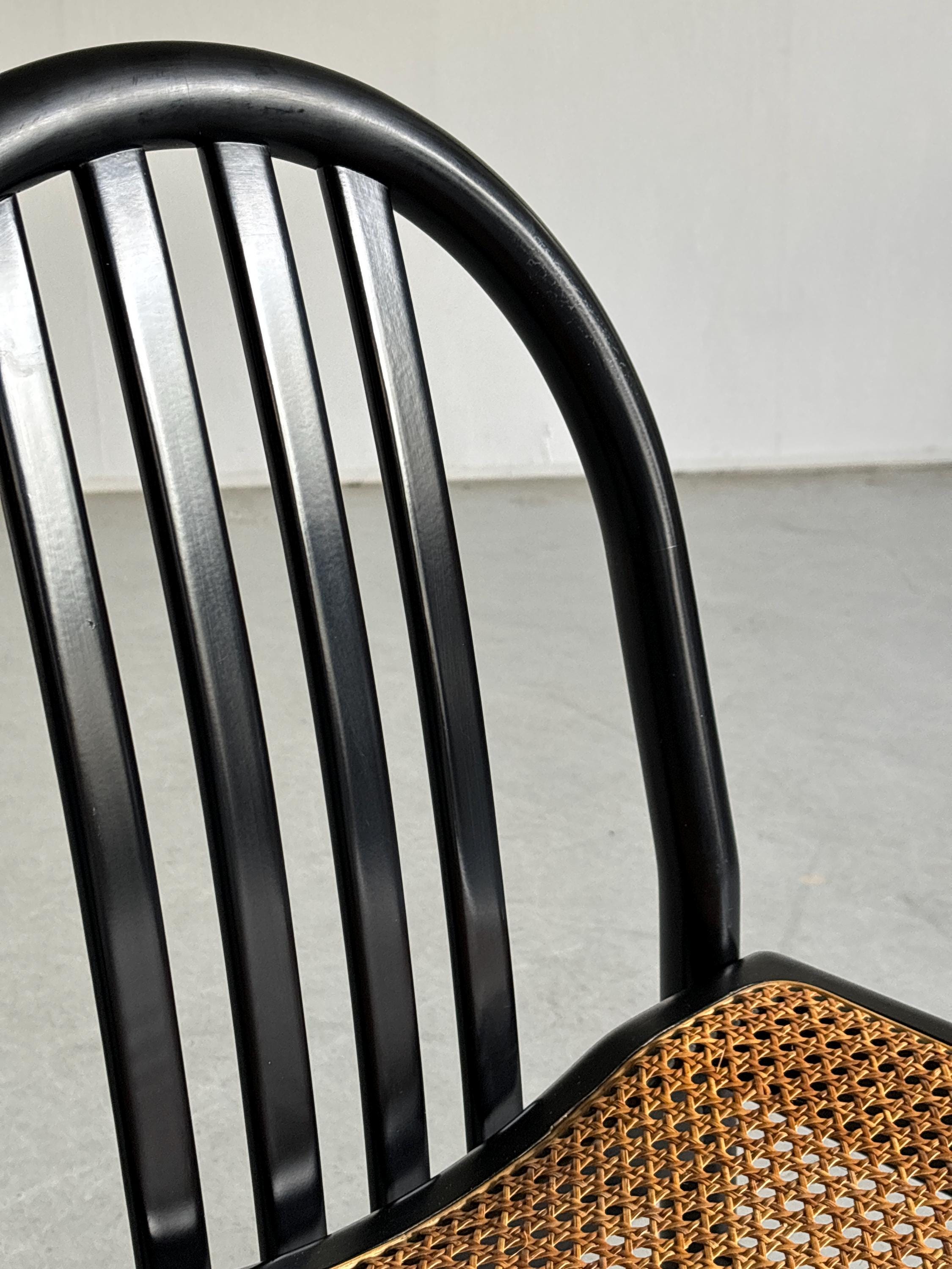 Annig Sarian Style Chair in Black Lacquered Wood and Cane