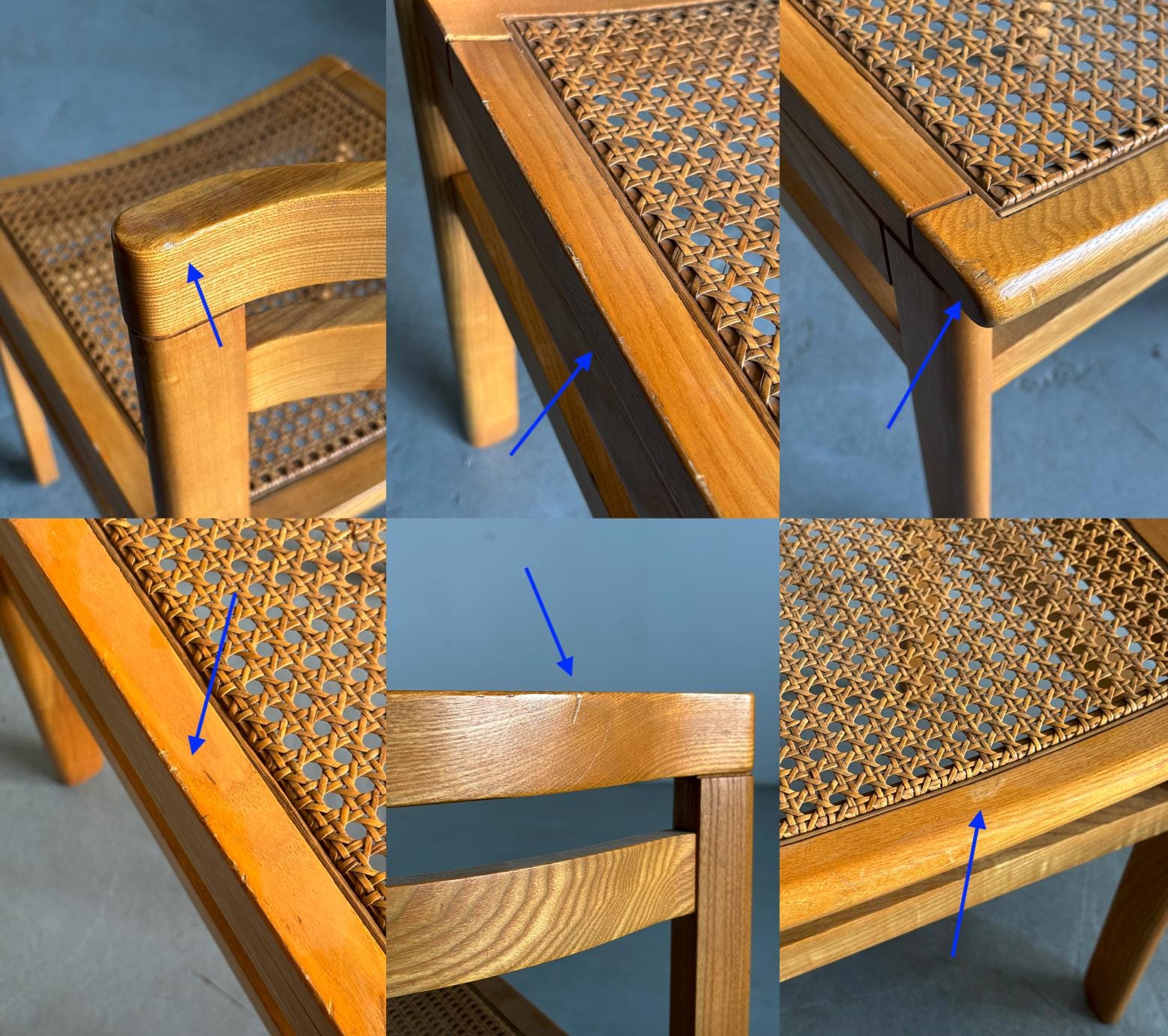 Wooden Constructivist Dining Chairs in Beech and Cane