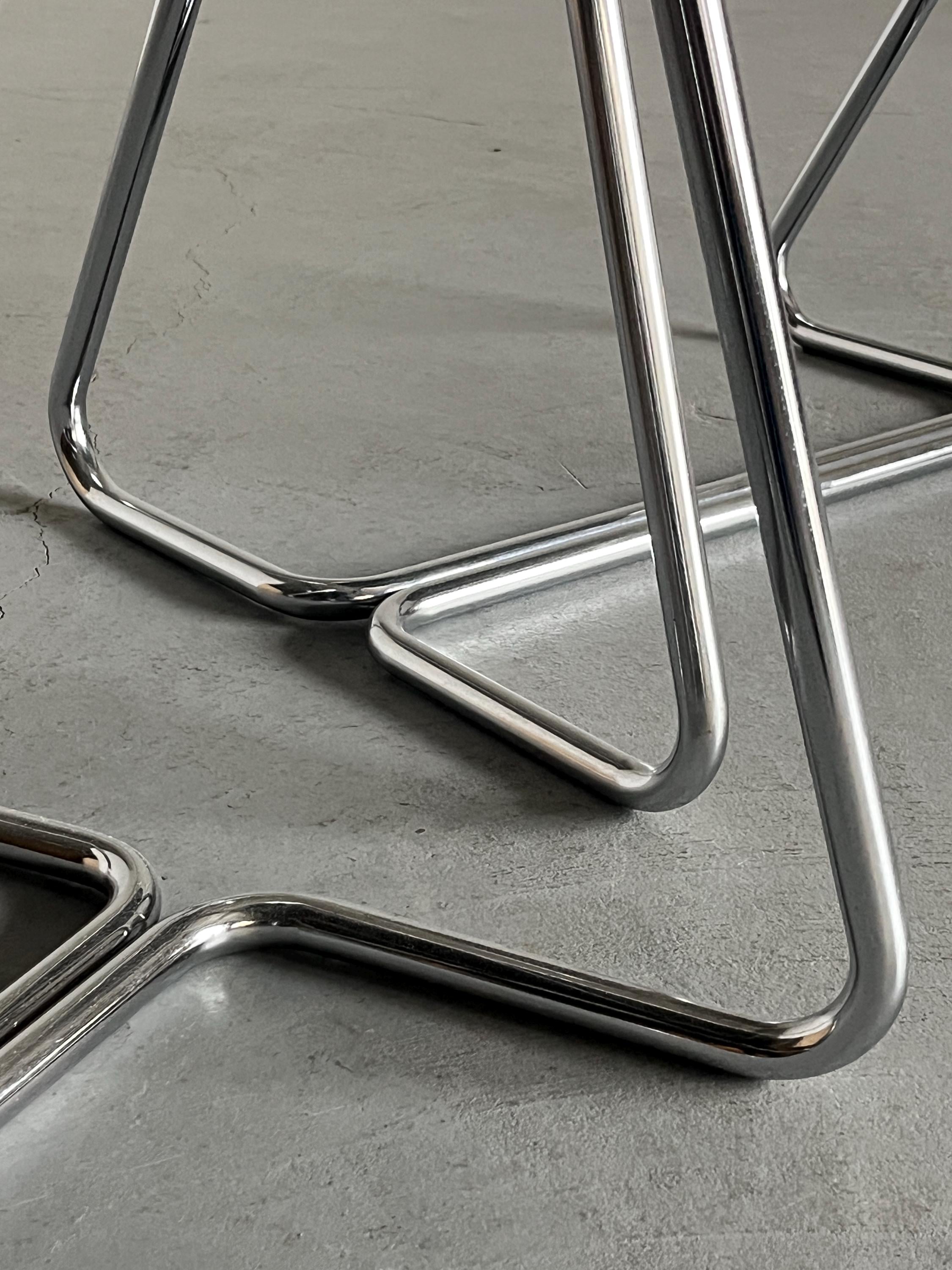 Armchairs in Curved Chromed Tubular Steel and Velvet Upholstery