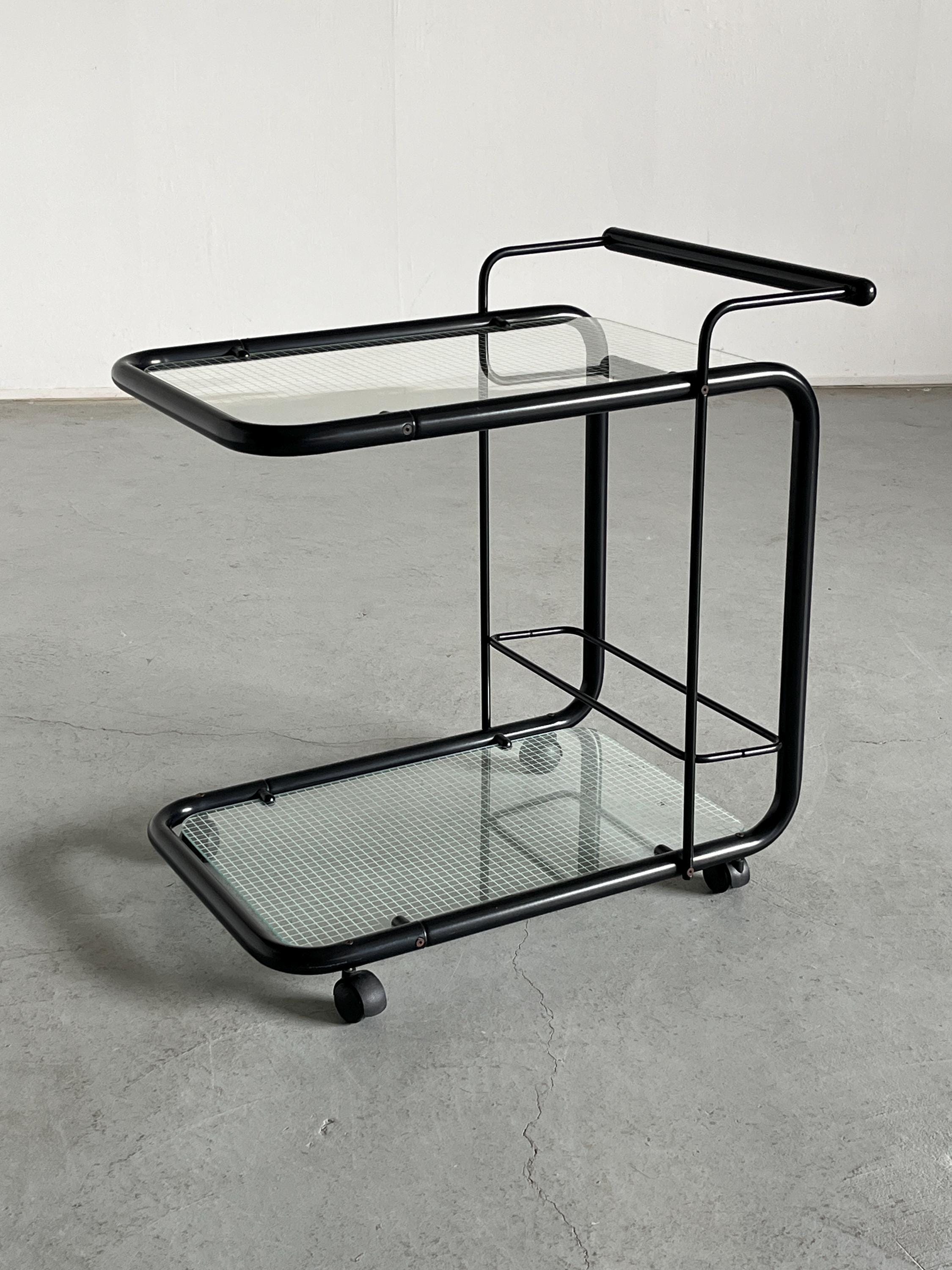 Memphis Style Bar Cart with Quaderna Pattern by Bieffeplast