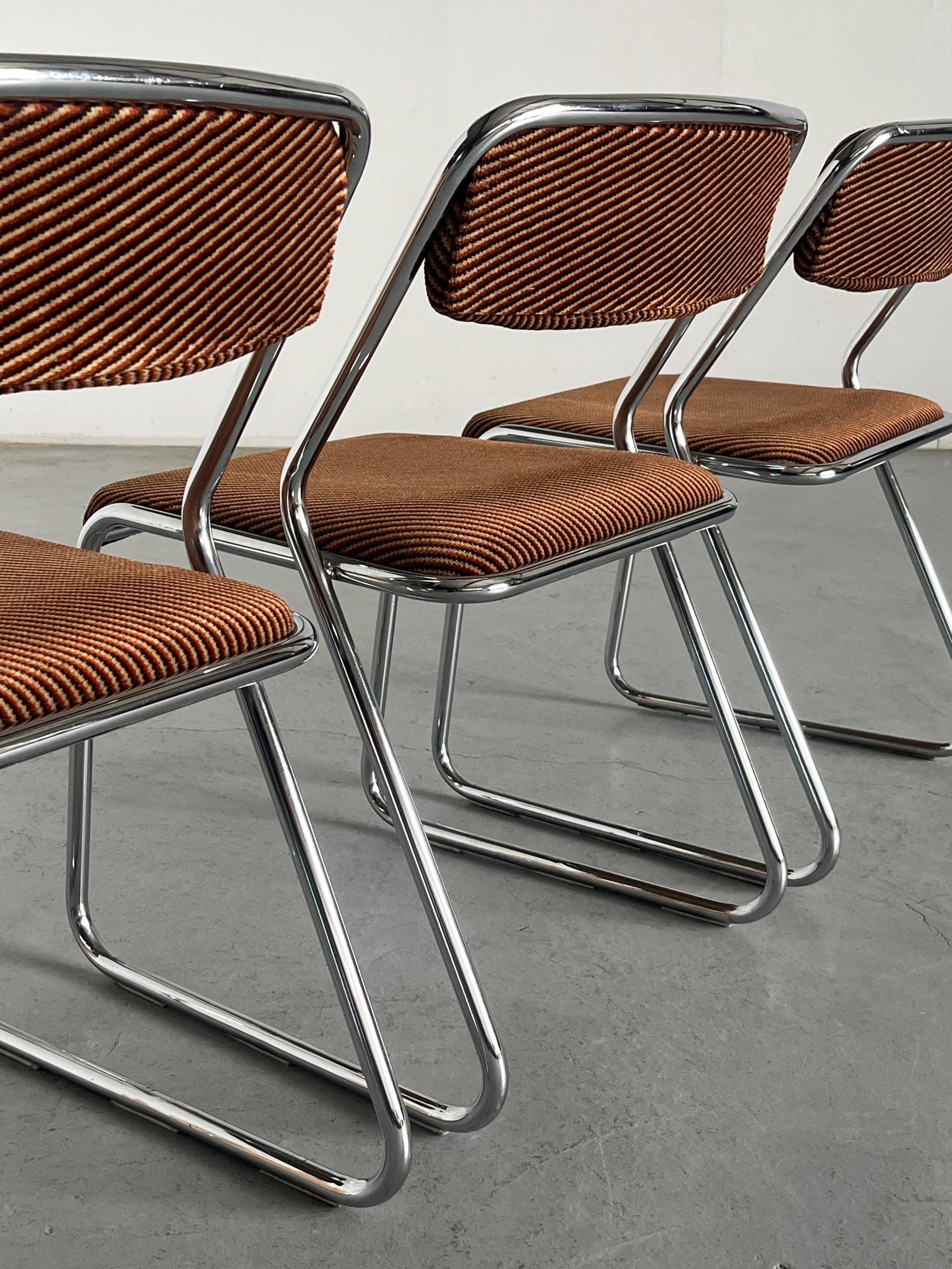 Dining Chairs in Striped Upholstery, Walter Antonis Style