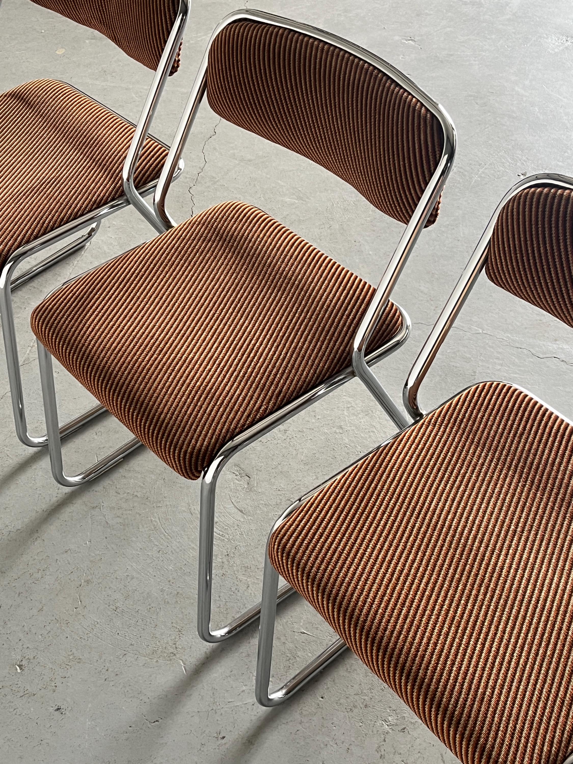 Dining Chairs in Striped Upholstery, Walter Antonis Style