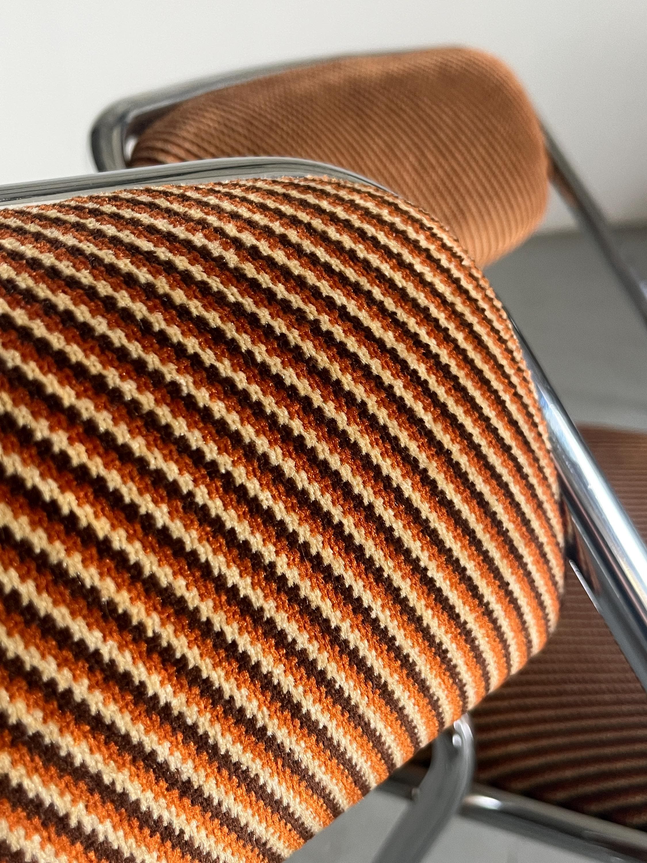 Dining Chairs in Striped Upholstery, Walter Antonis Style