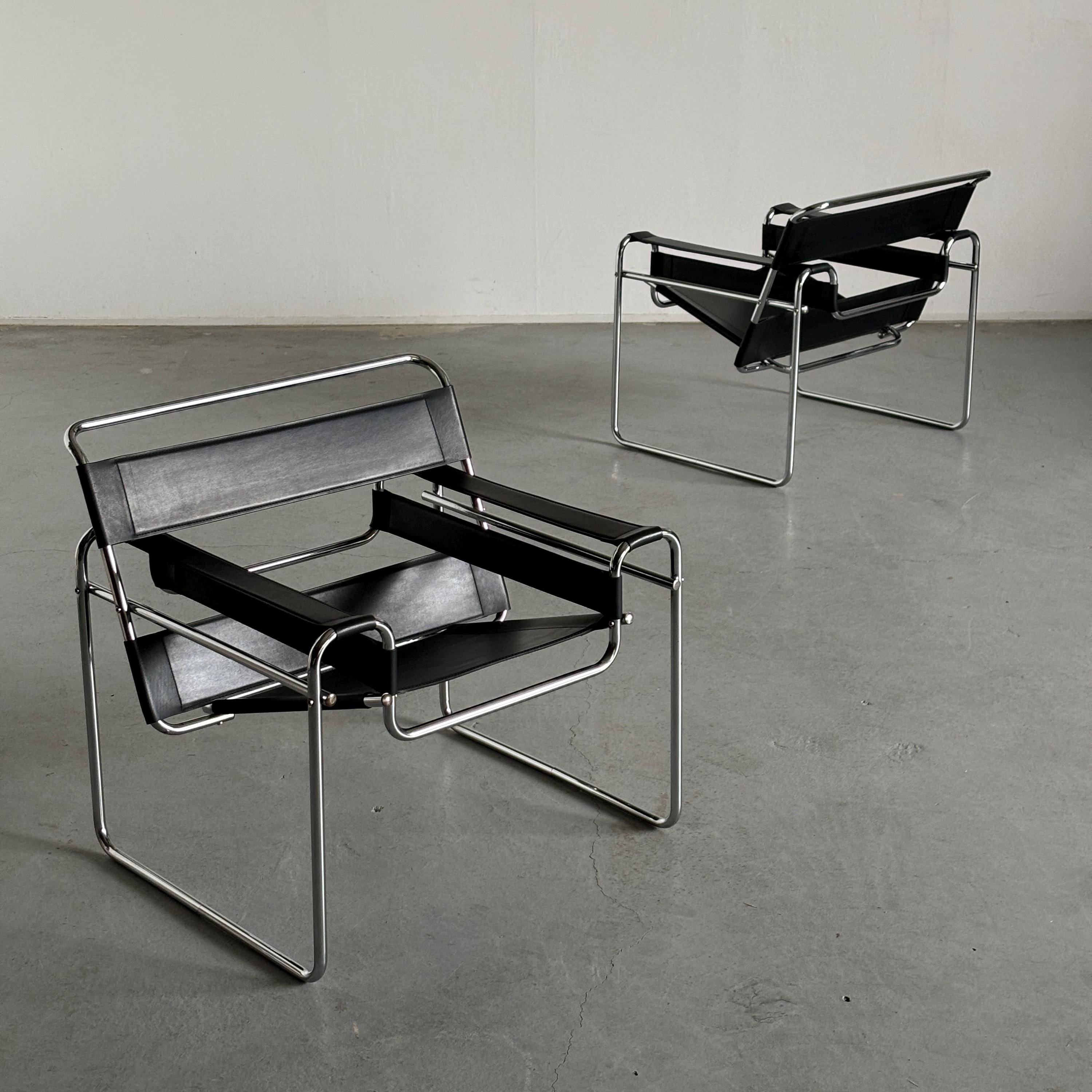 'Wassily' Armchairs by Marcel Breuer, 1970s Vintage Replica