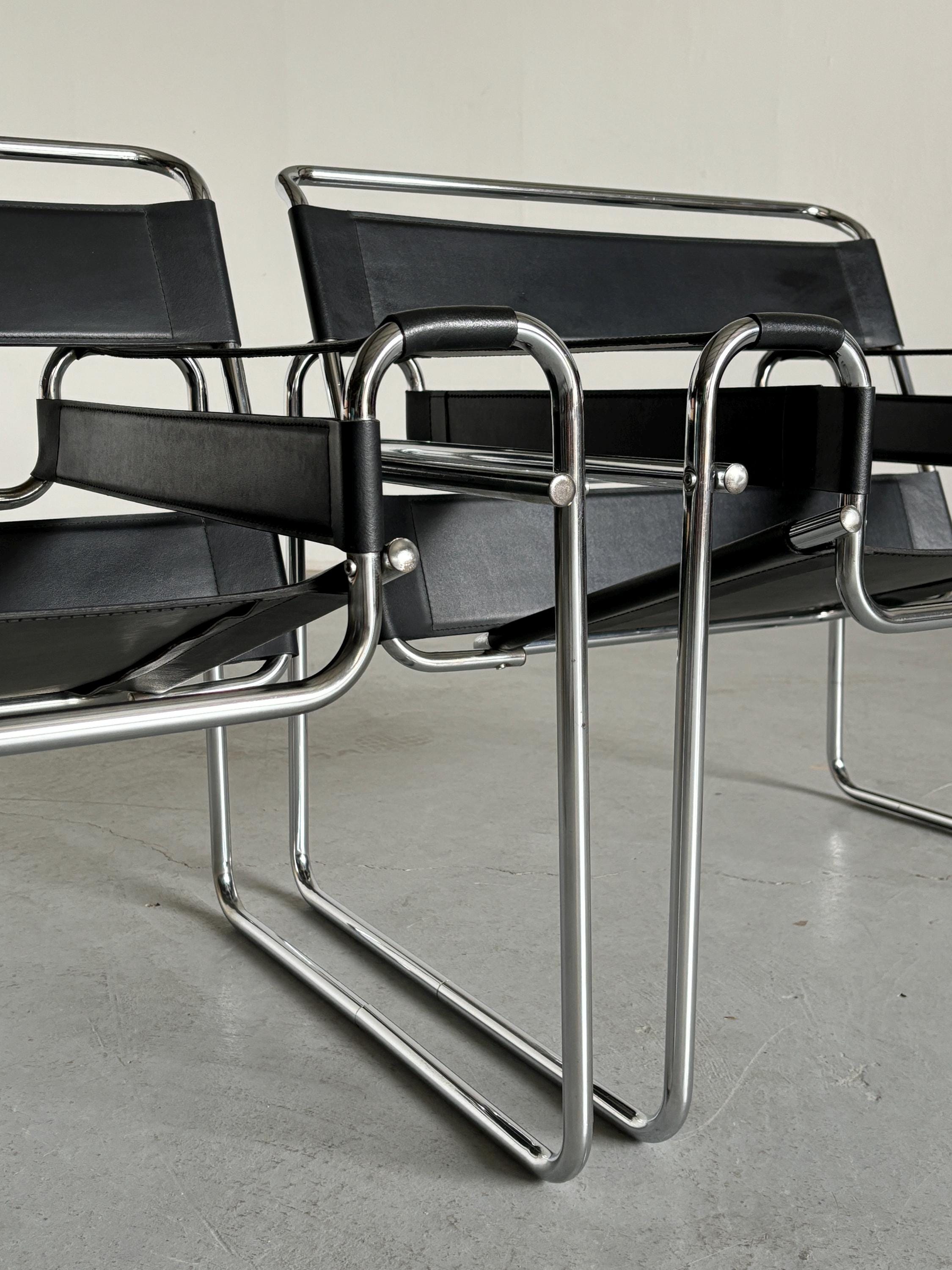 'Wassily' Armchairs by Marcel Breuer, 1970s Vintage Replica