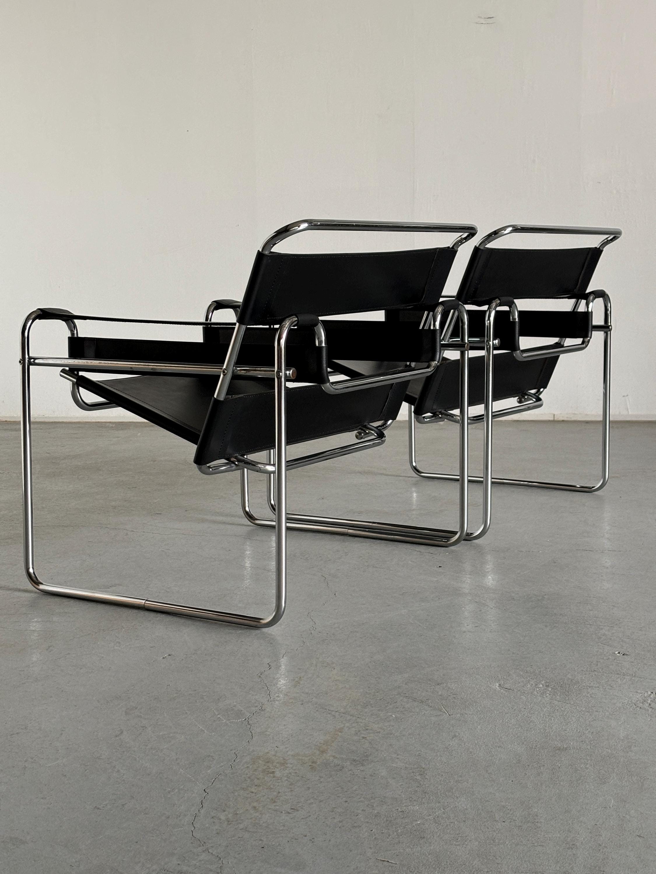 'Wassily' Armchairs by Marcel Breuer, 1970s Vintage Replica