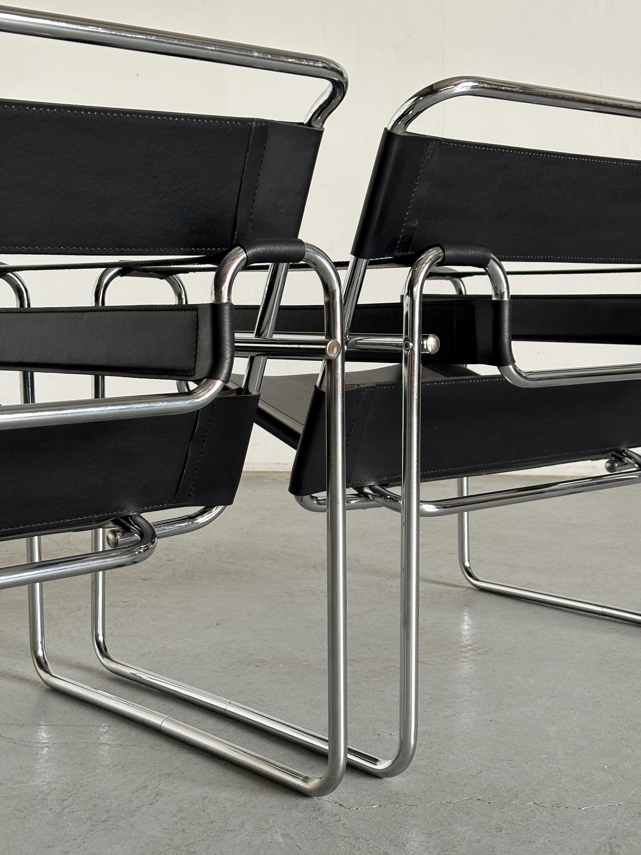 'Wassily' Armchairs by Marcel Breuer, 1970s Vintage Replica