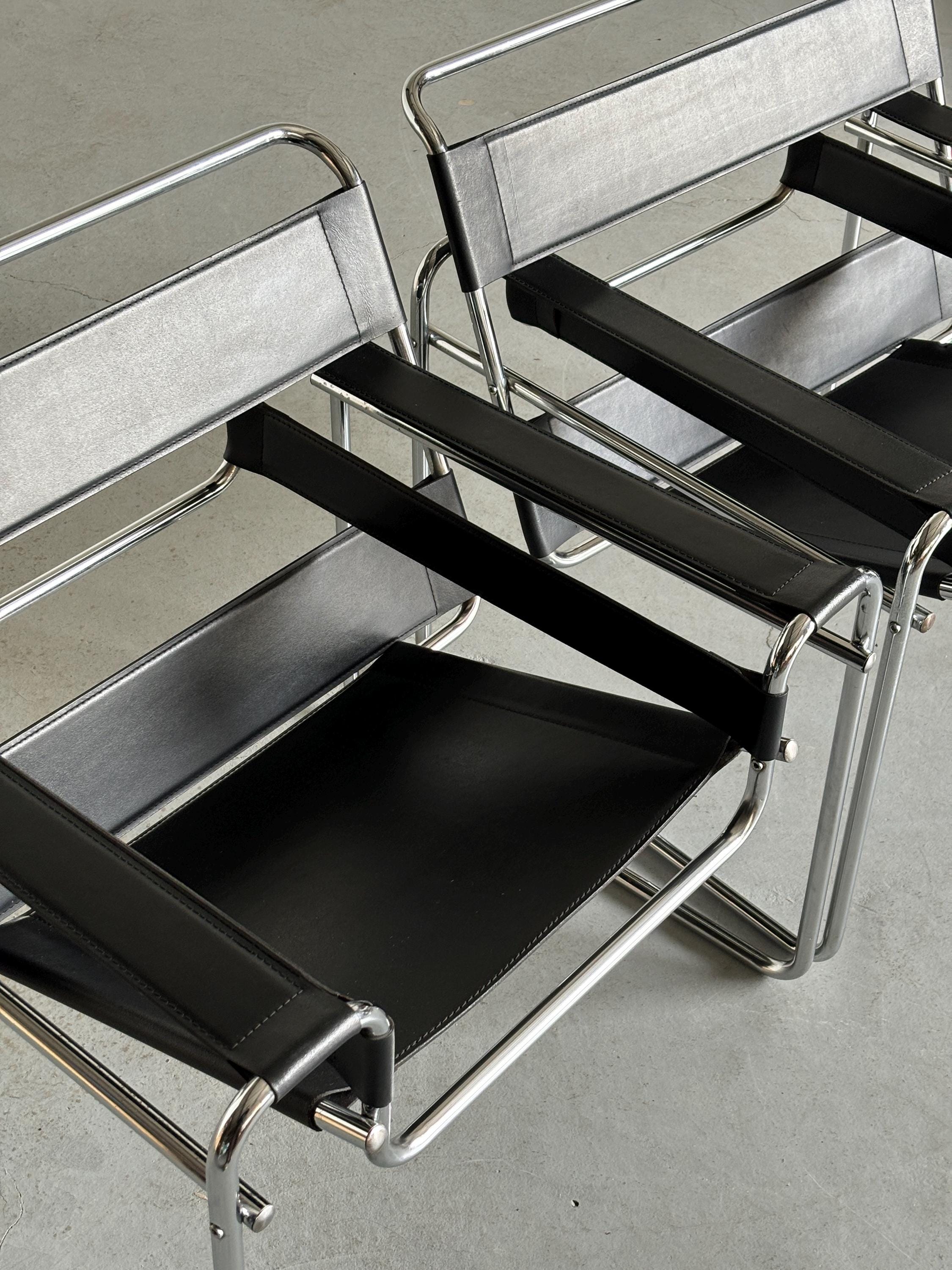 'Wassily' Armchairs by Marcel Breuer, 1970s Vintage Replica