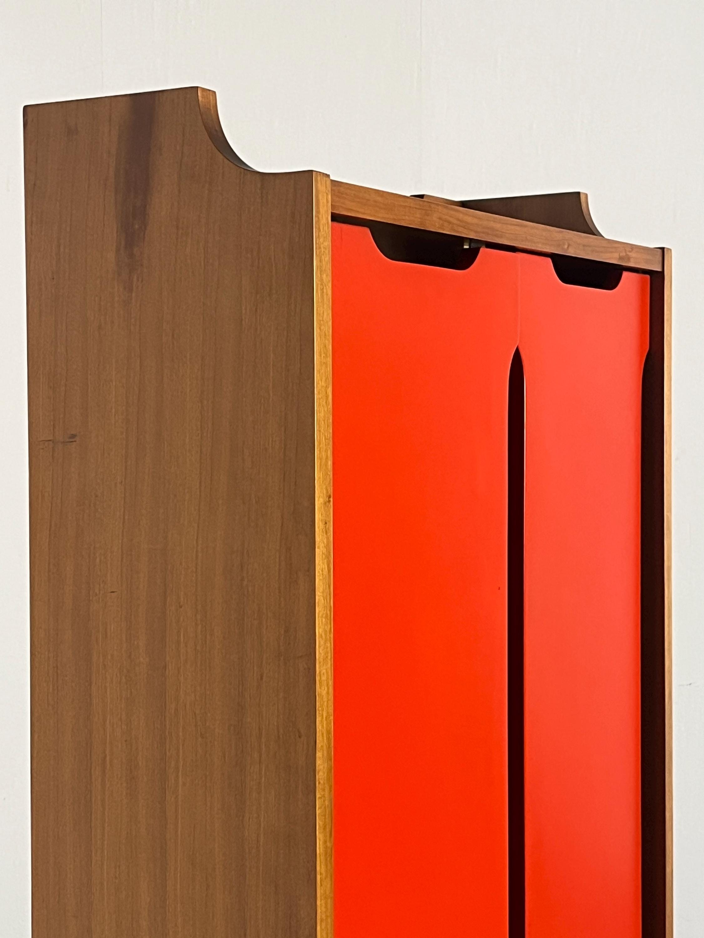 Italian Constructivist Wooden Cabinet, 1960s