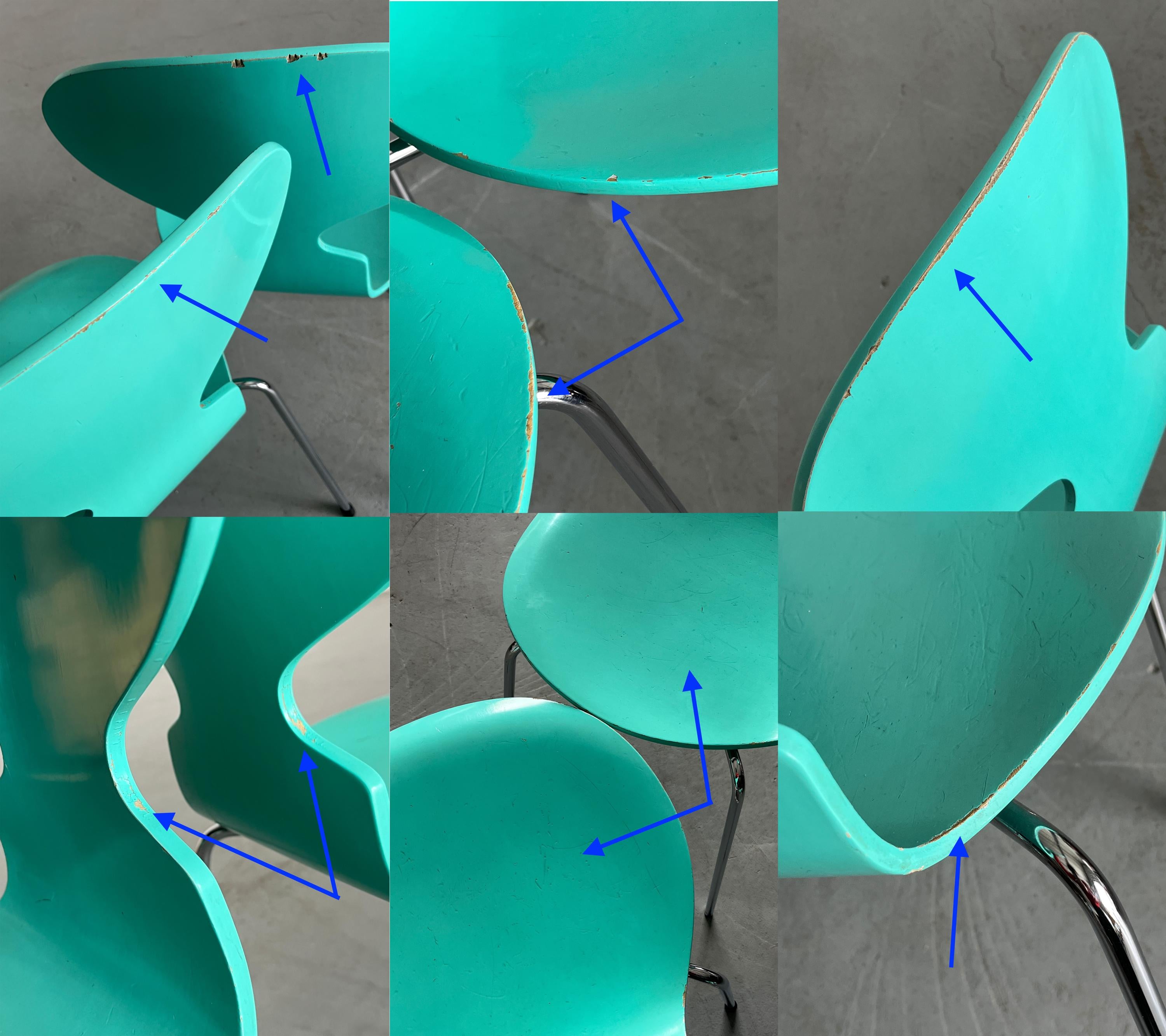 ‘Ant’ Chairs in Rare Turquoise Colourway by Arne Jacobsen for Fritz Hansen