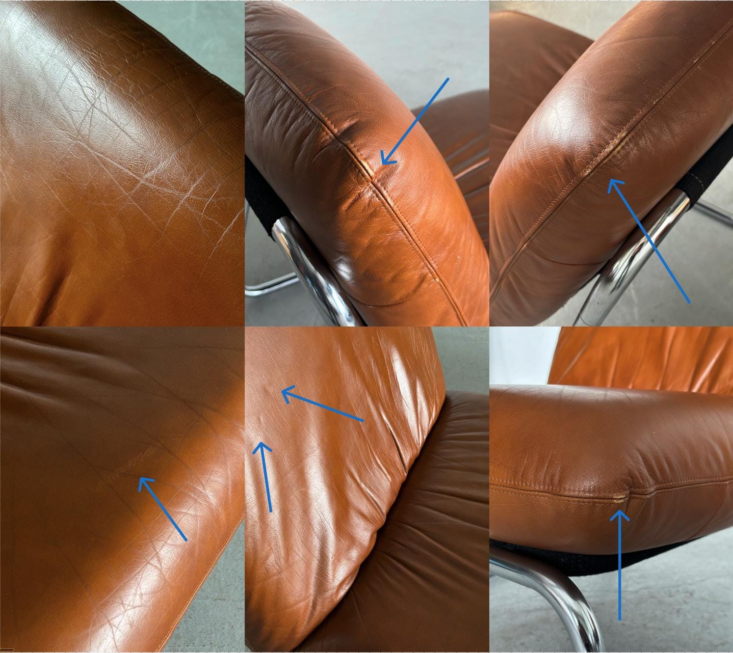 Mid-Century Modern Lounge Chairs in Brown Leather
