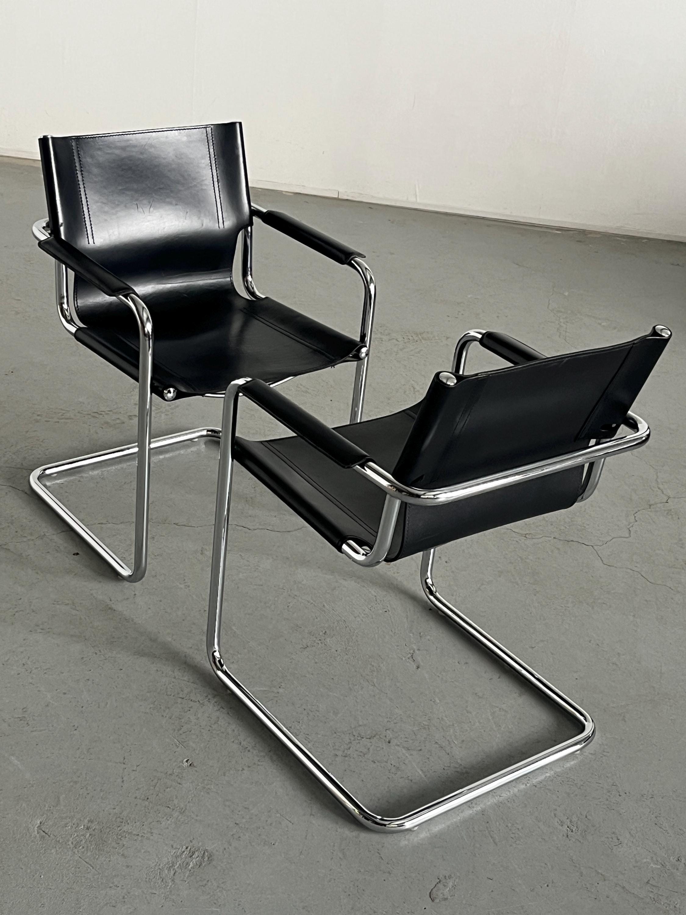 Leather Cantilever Armchairs by Centro Studi for Matteo Grassi