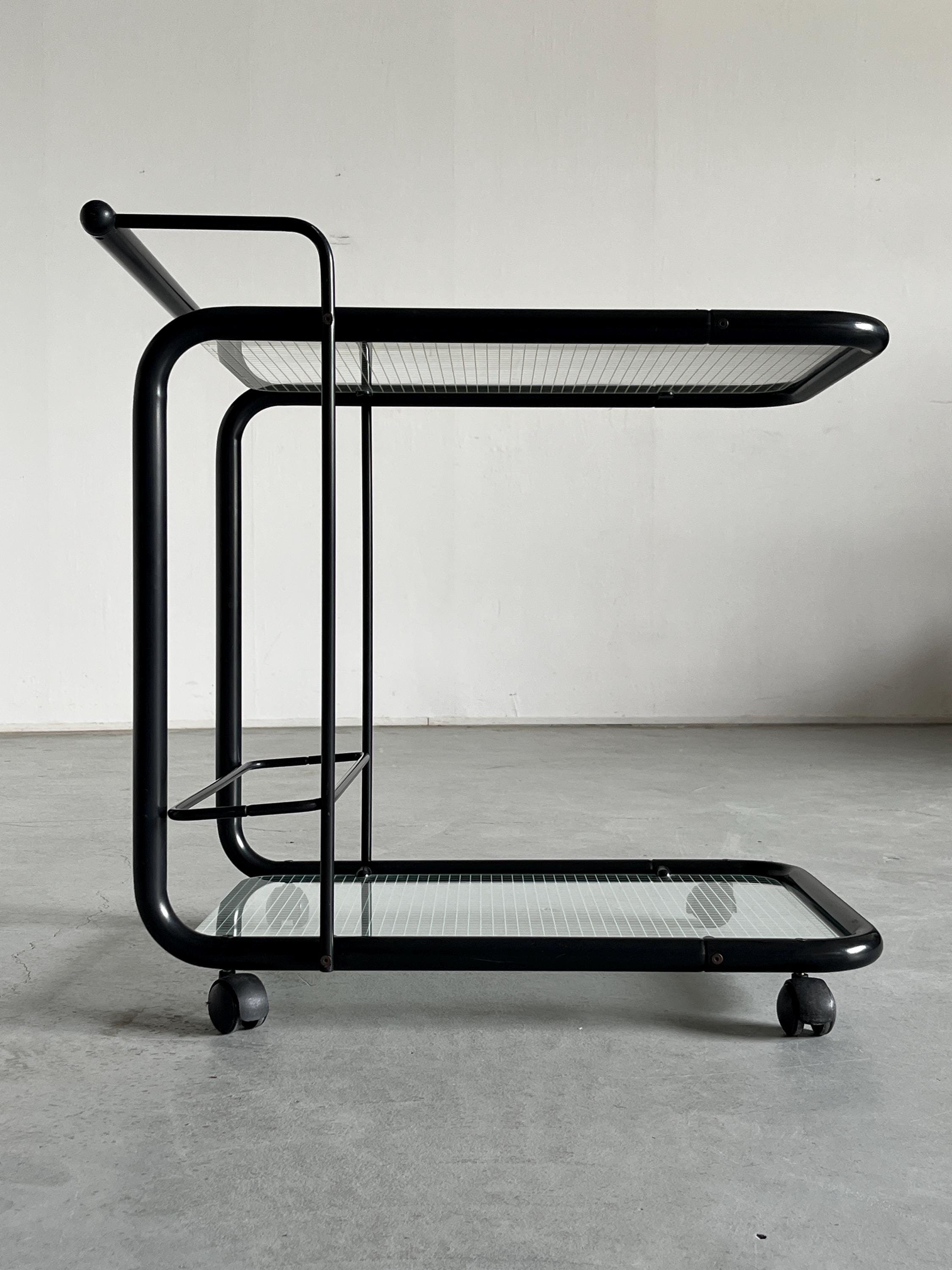 Memphis Style Bar Cart with Quaderna Pattern by Bieffeplast