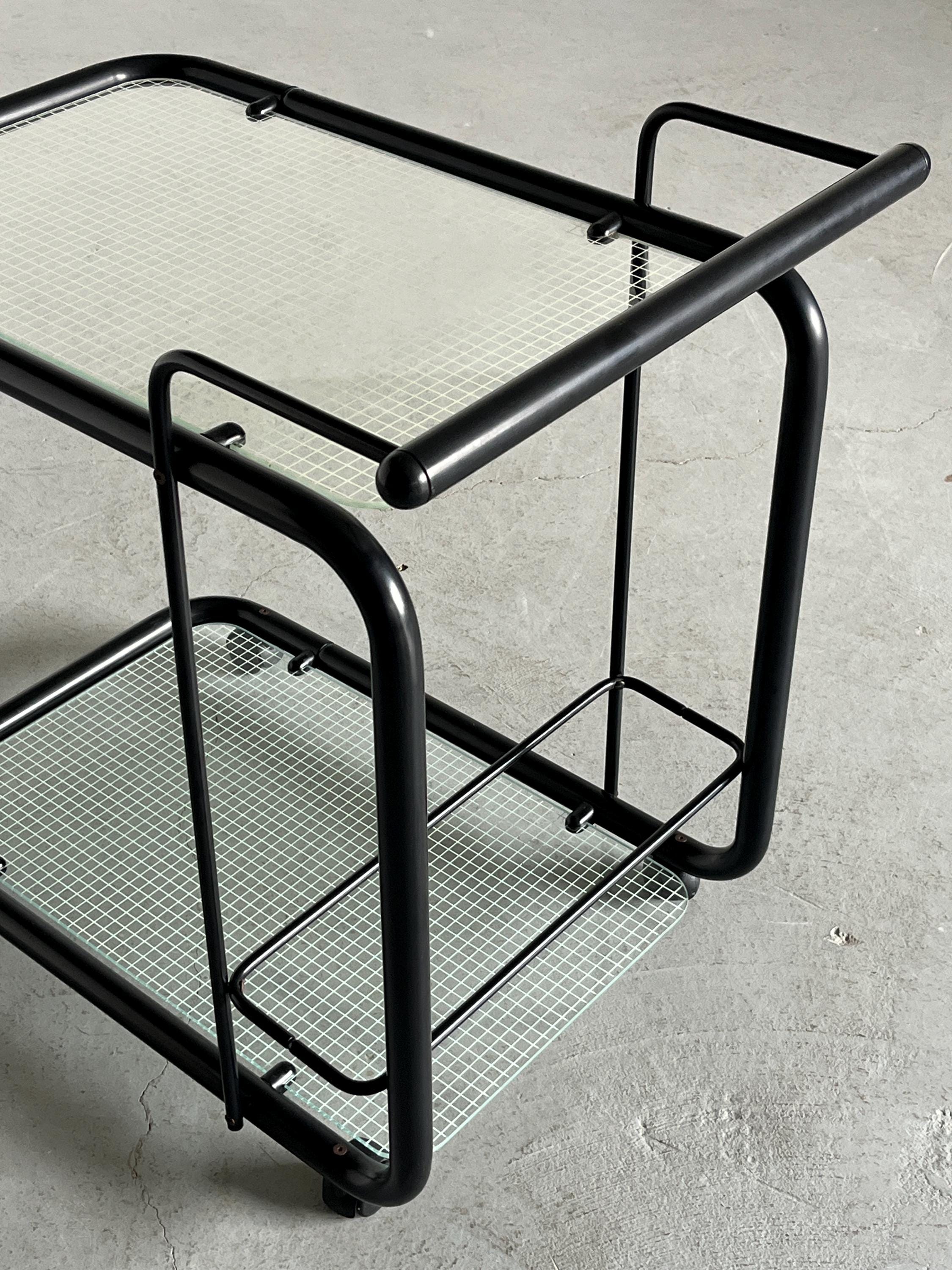Memphis Style Bar Cart with Quaderna Pattern by Bieffeplast