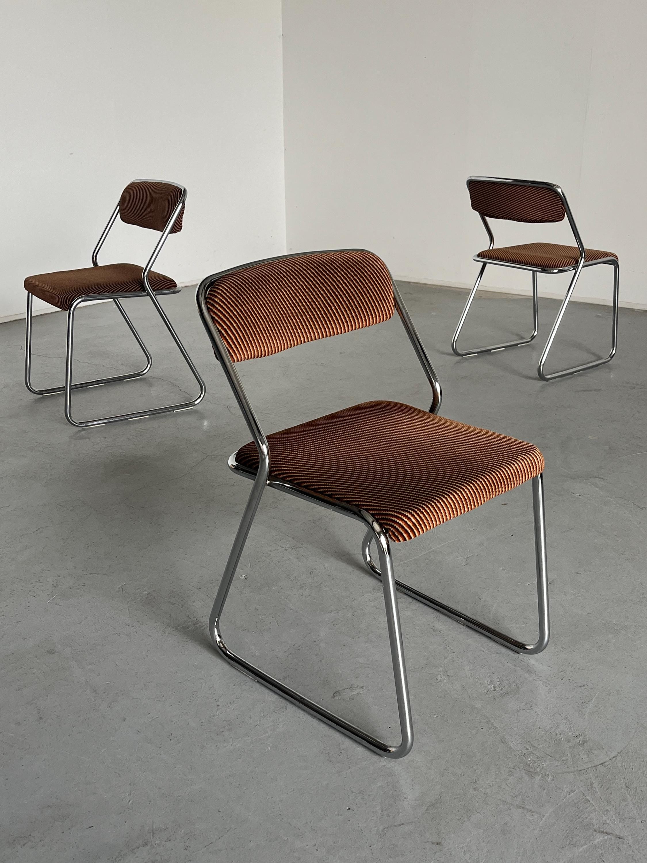 Dining Chairs in Striped Upholstery, Walter Antonis Style