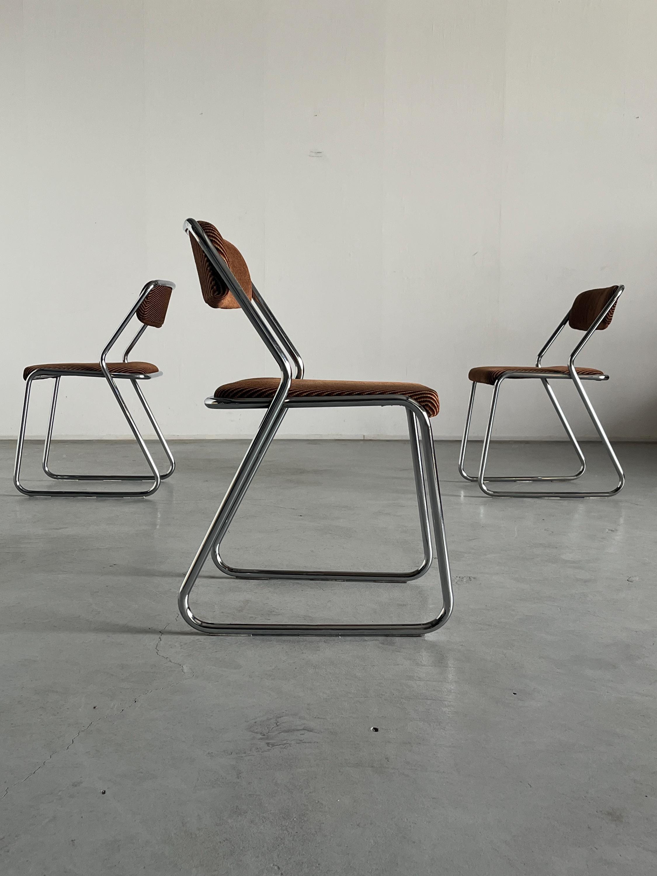 Dining Chairs in Striped Upholstery, Walter Antonis Style