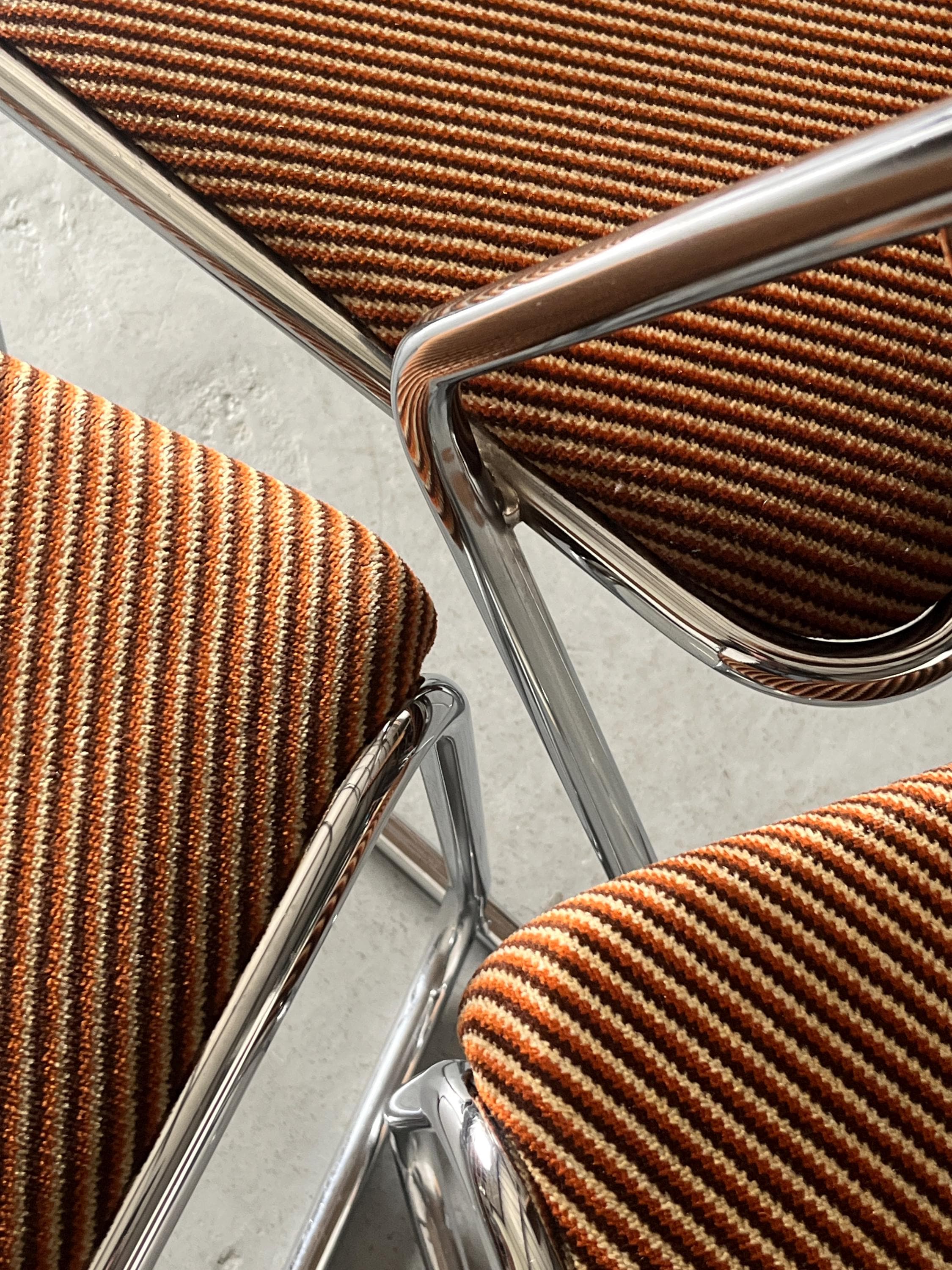 Dining Chairs in Striped Upholstery, Walter Antonis Style