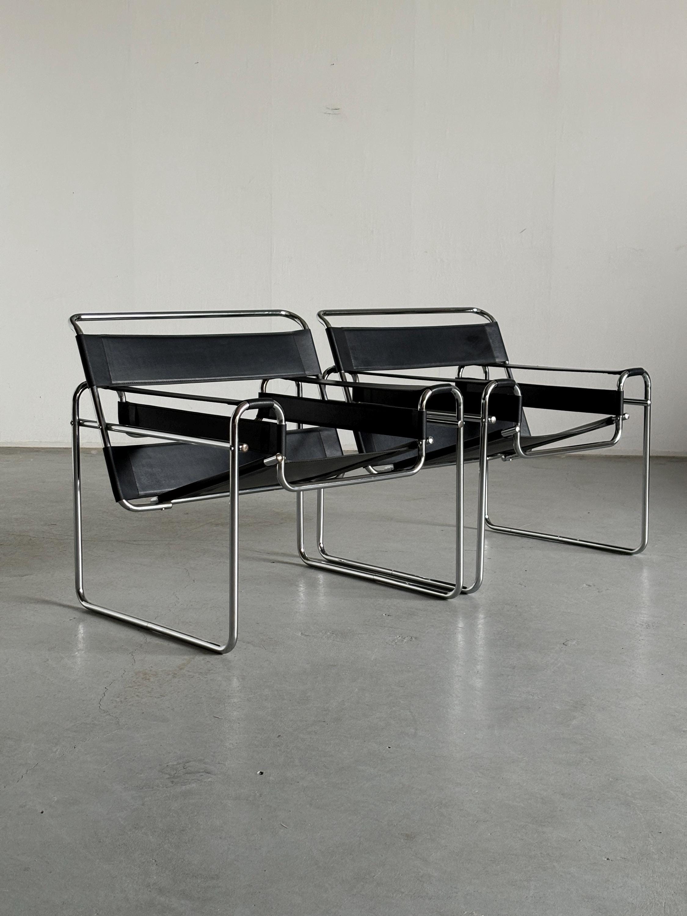 'Wassily' Armchairs by Marcel Breuer, 1970s Vintage Replica