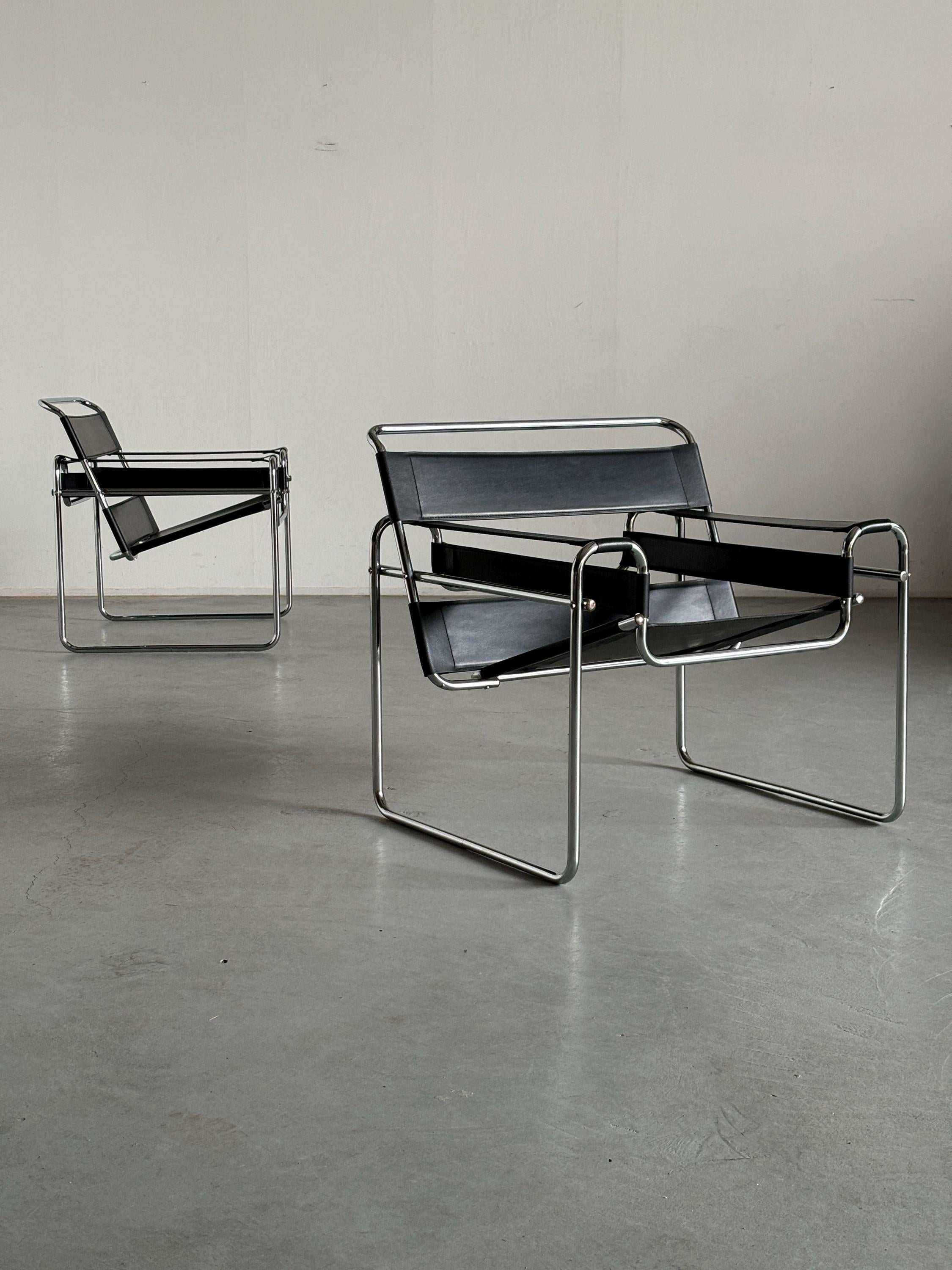 'Wassily' Armchairs by Marcel Breuer, 1970s Vintage Replica